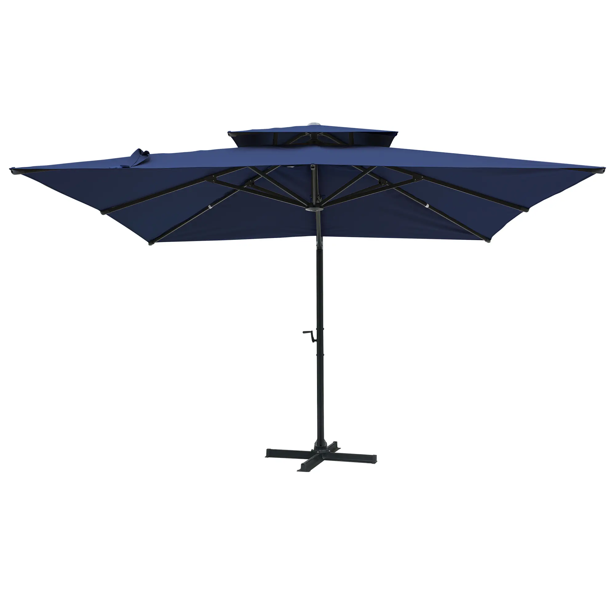 10-Ft Aluminum Patio Cantilever Umbrella with Removable Light Strips and Tilt Function