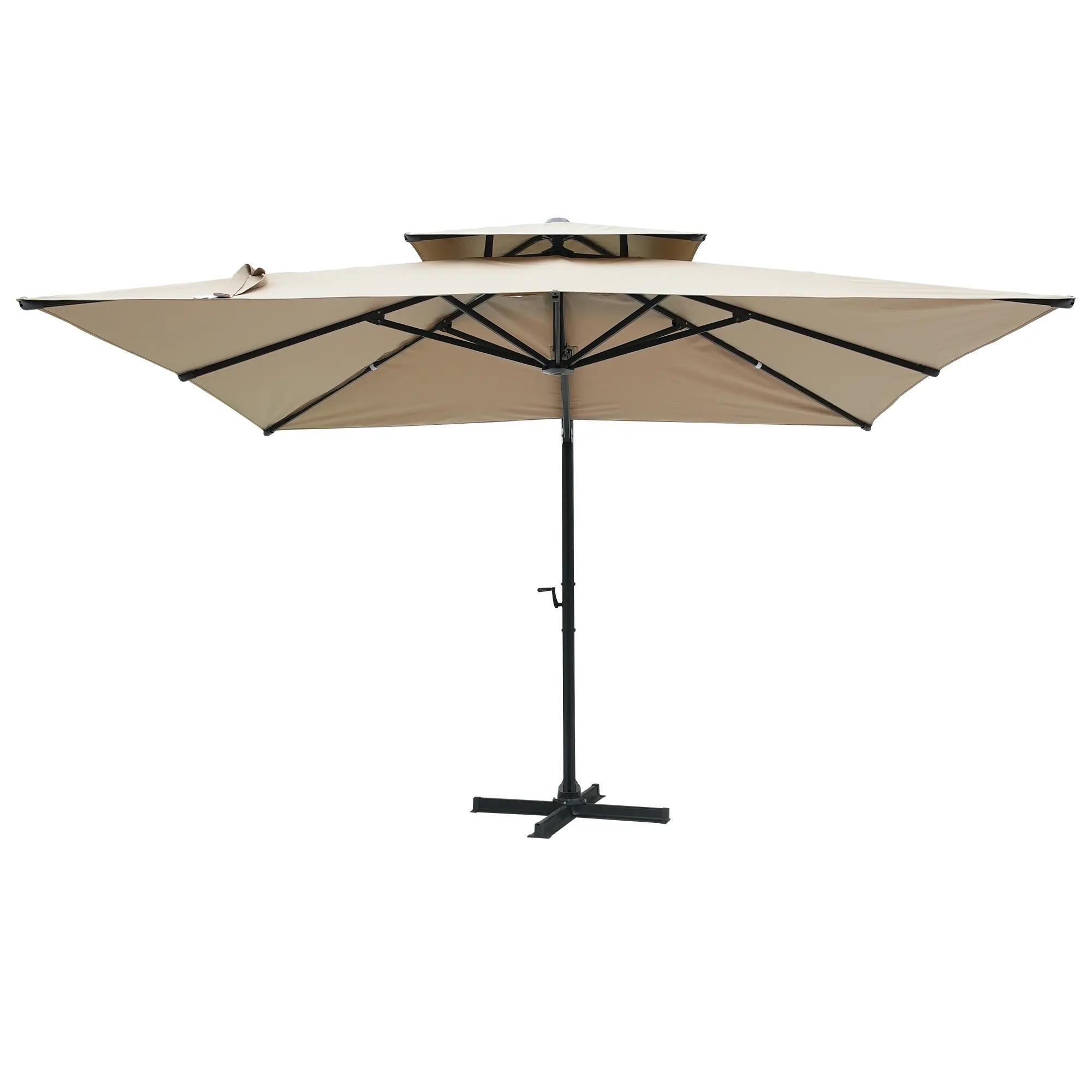 10-Ft Aluminum Patio Cantilever Umbrella with Removable Light Strips and Tilt Function