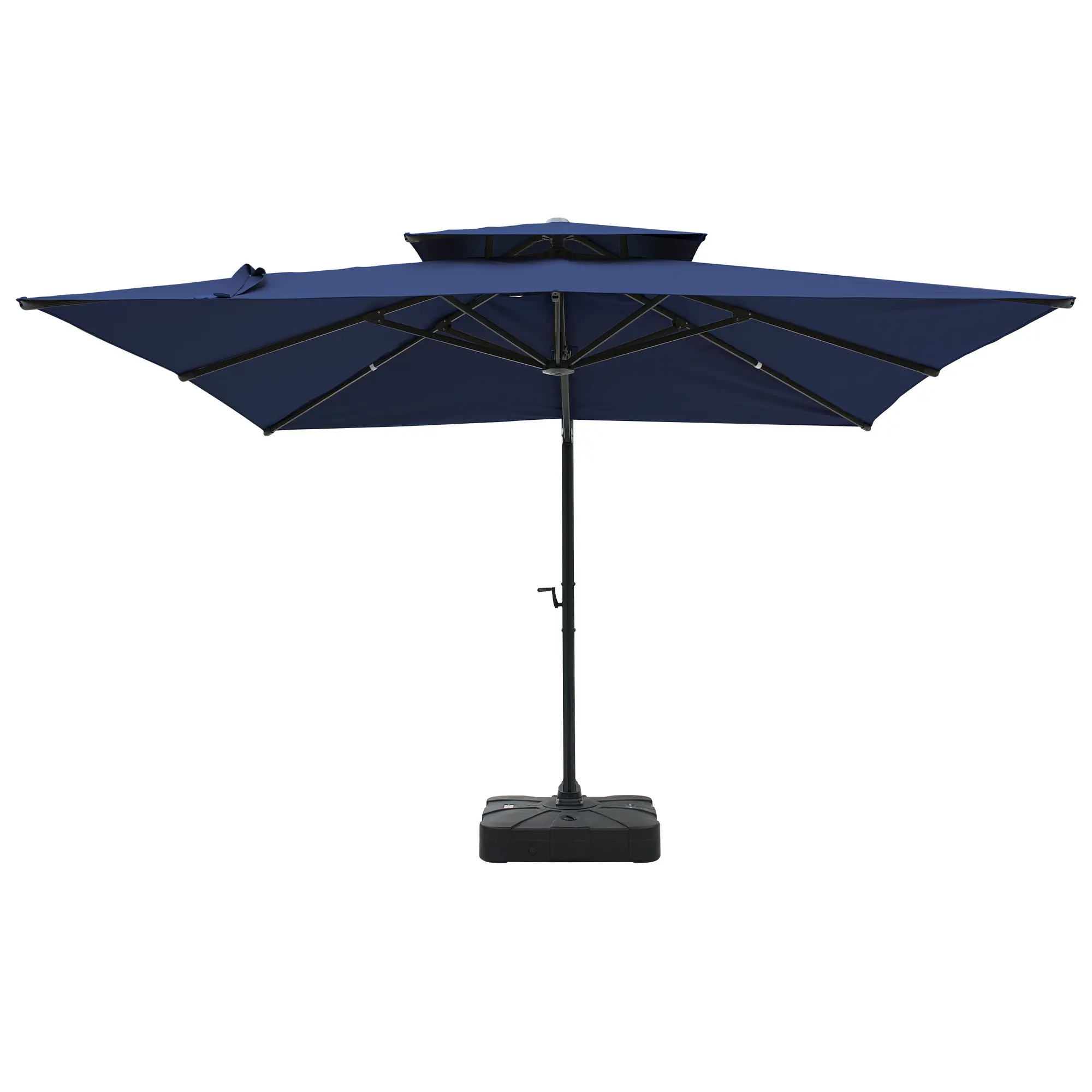 10-Ft Aluminum Patio Cantilever Umbrella with Base and Removable Light Strips