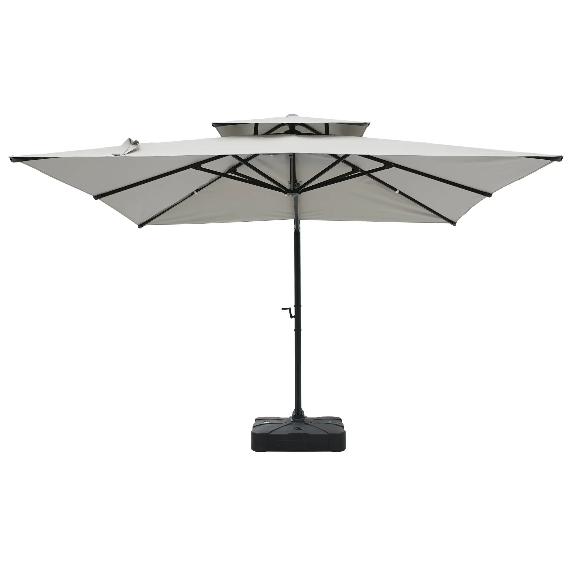 10-Ft Aluminum Patio Cantilever Umbrella with Base and Removable Light Strips