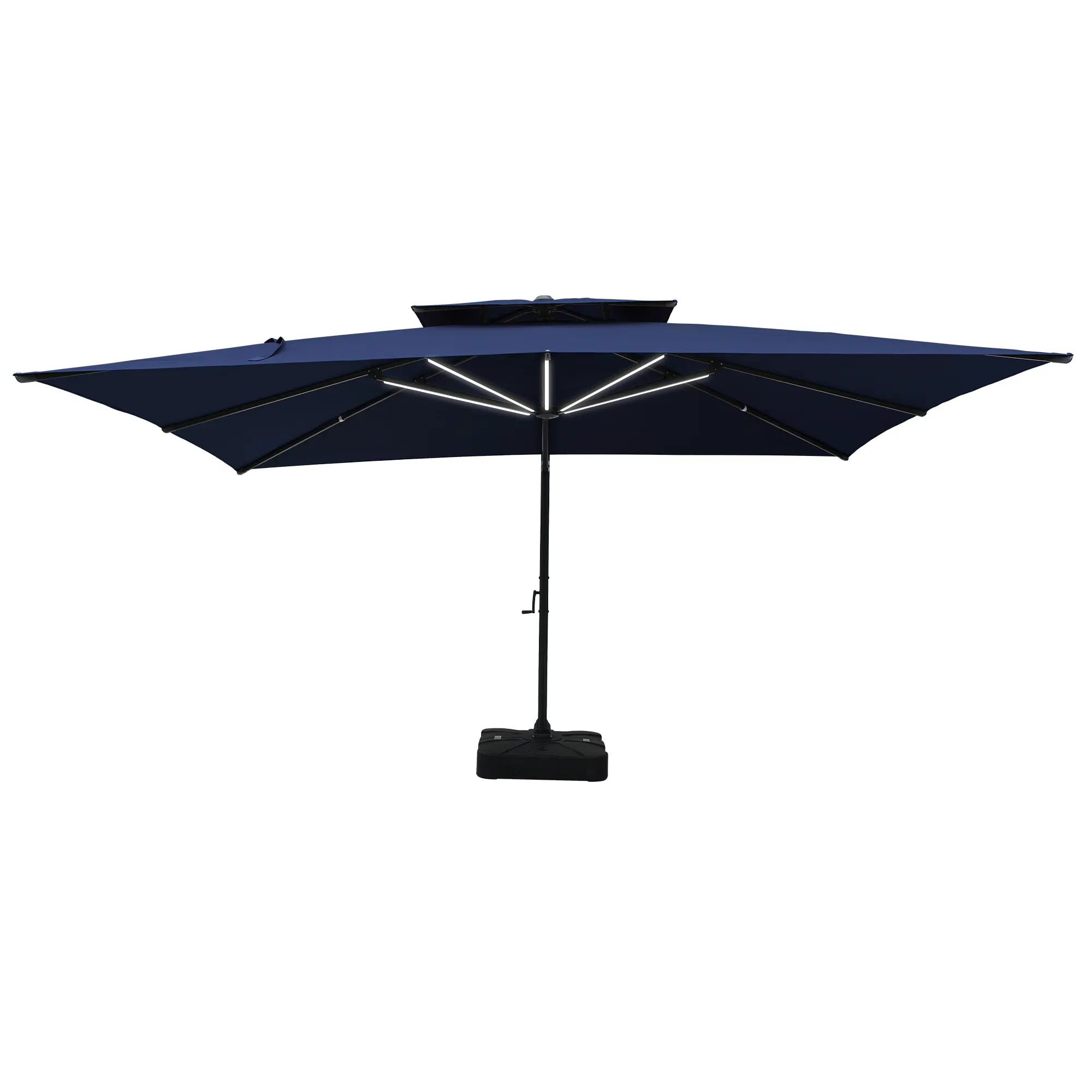 13-Ft Aluminum Patio Cantilever Umbrella with Base and Removable Lights