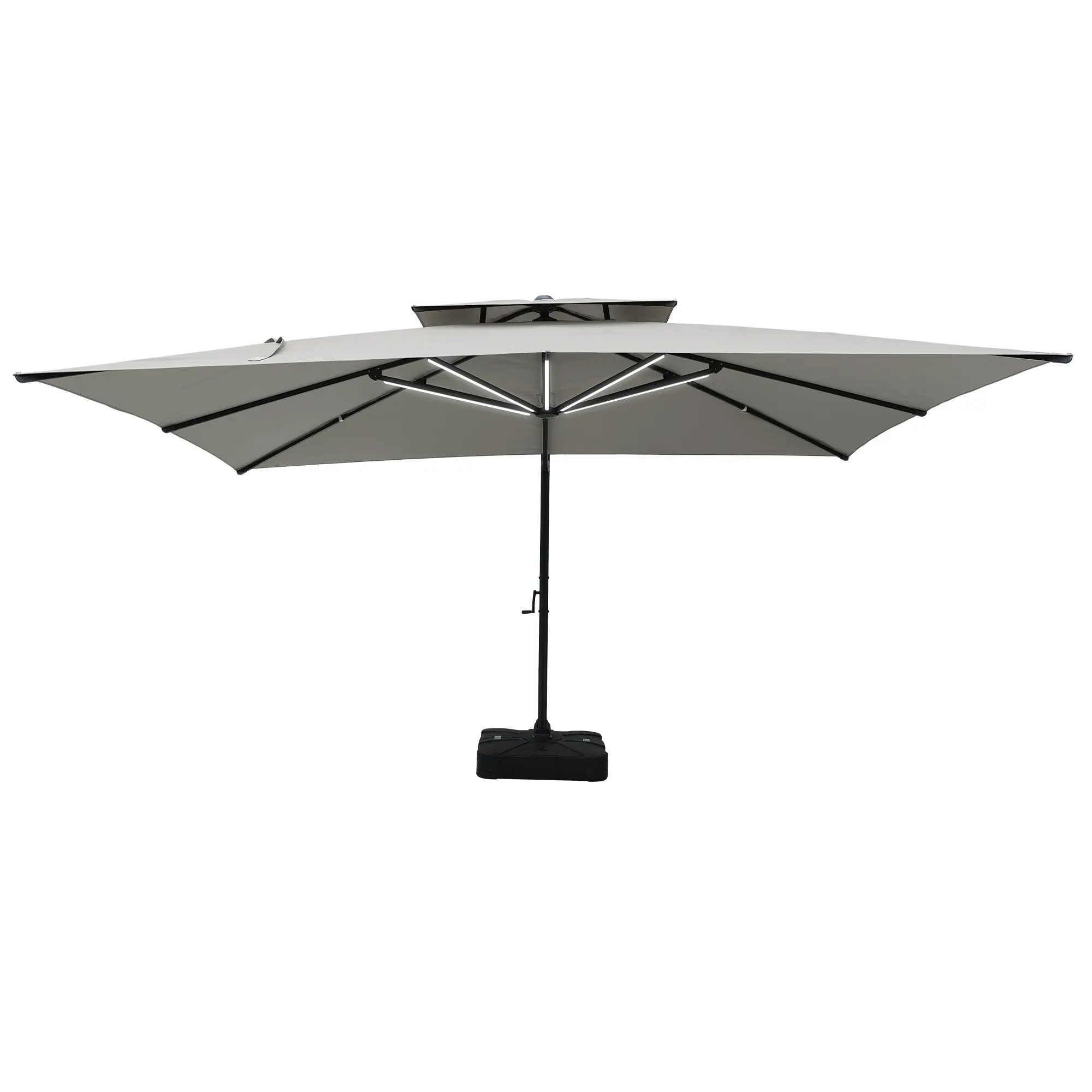 13-Ft Aluminum Patio Cantilever Umbrella with Base and Removable Lights