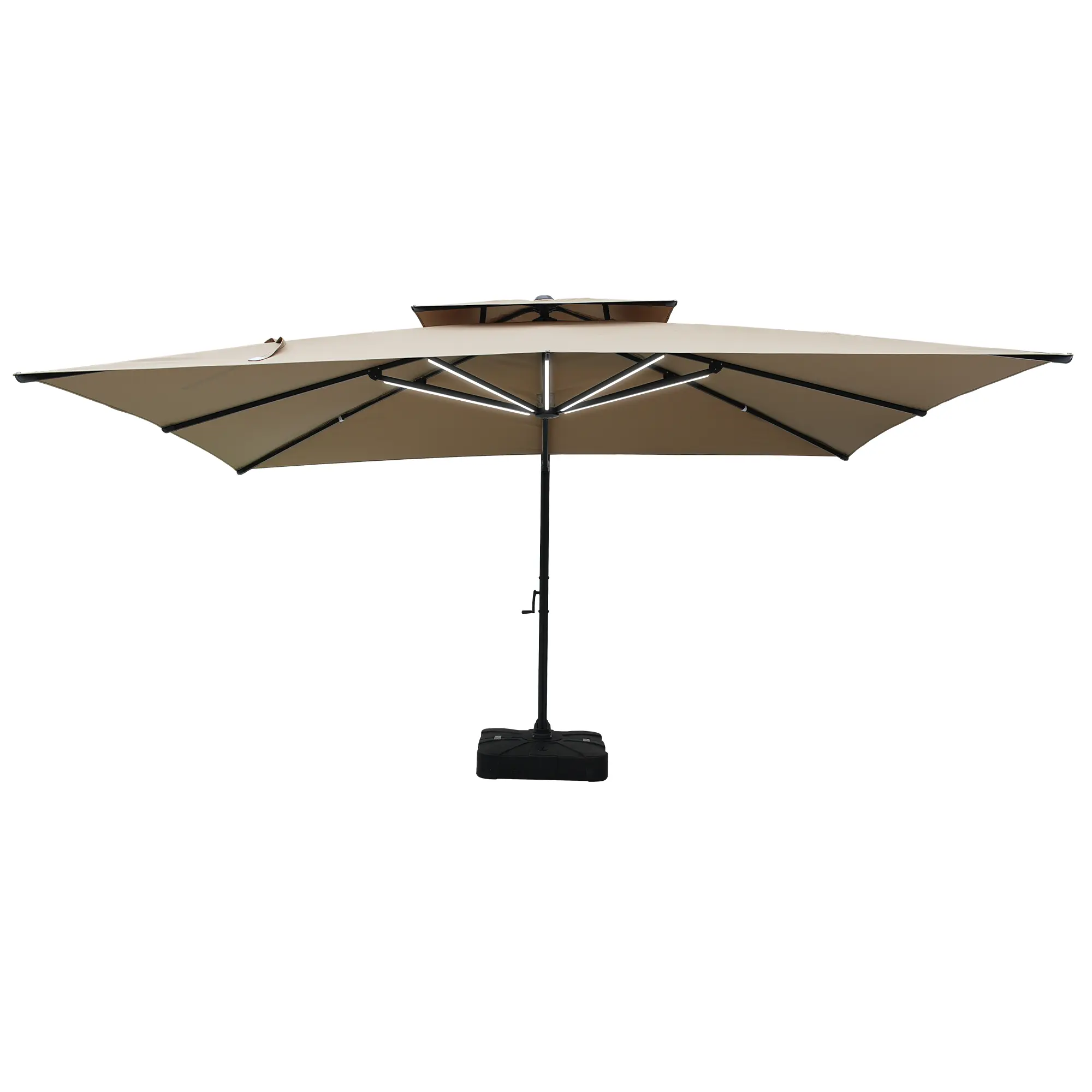 13-Ft Aluminum Patio Cantilever Umbrella with Base and Removable Lights
