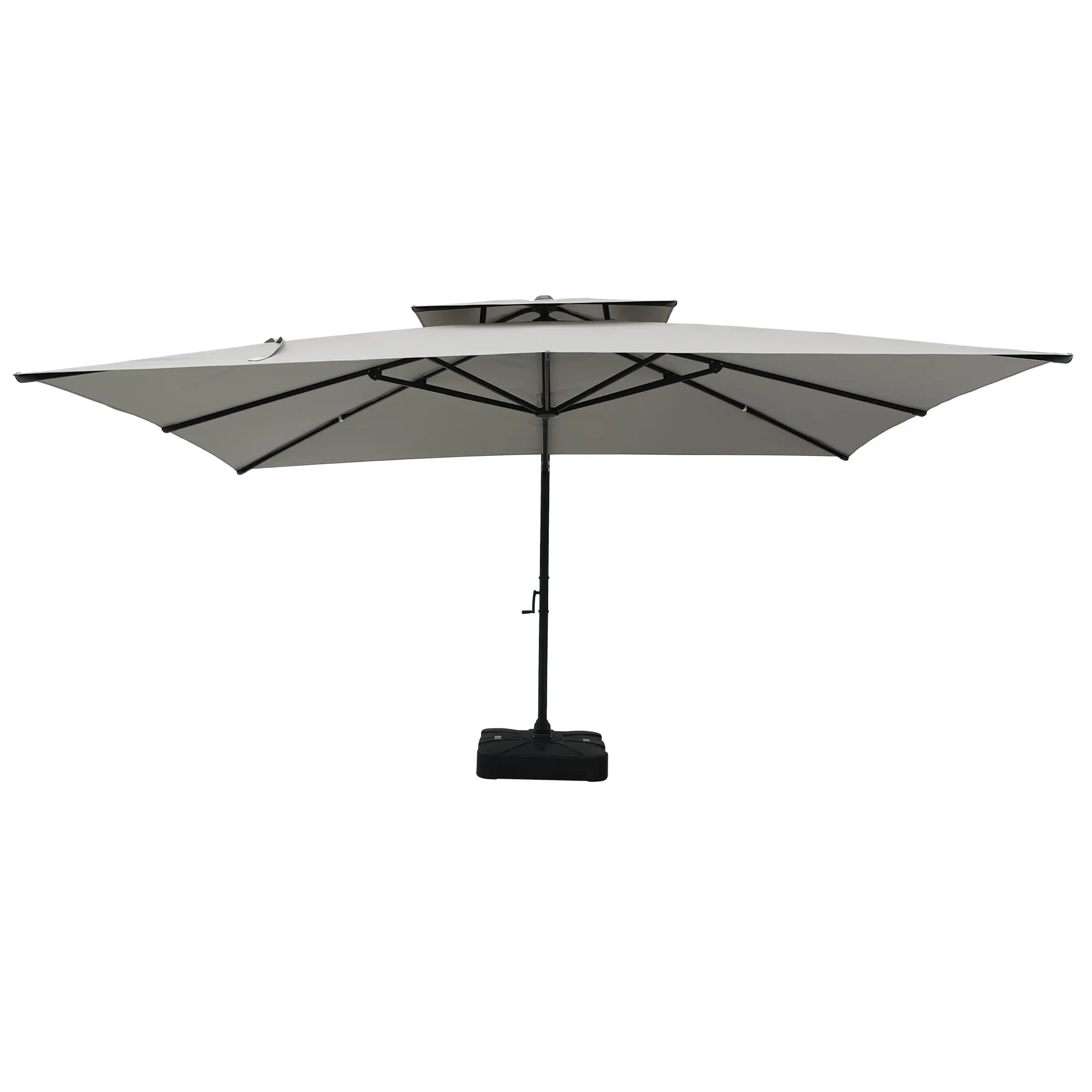 13-Ft Aluminum Patio Cantilever Umbrella with Base and Removable Lights