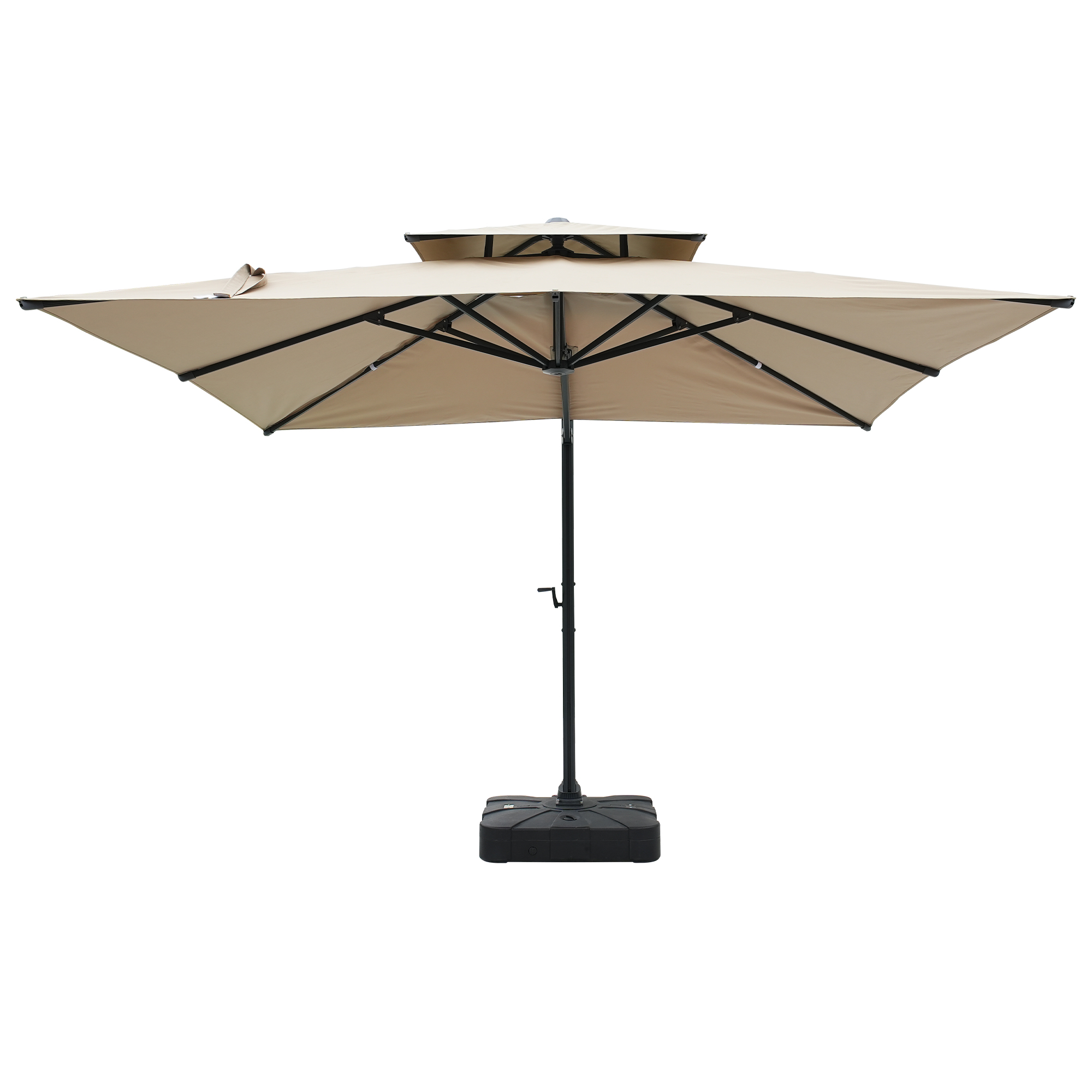 Aluminum Cantilever Patio Umbrella with Tilt Function, Removable Light Bar, and Base Included