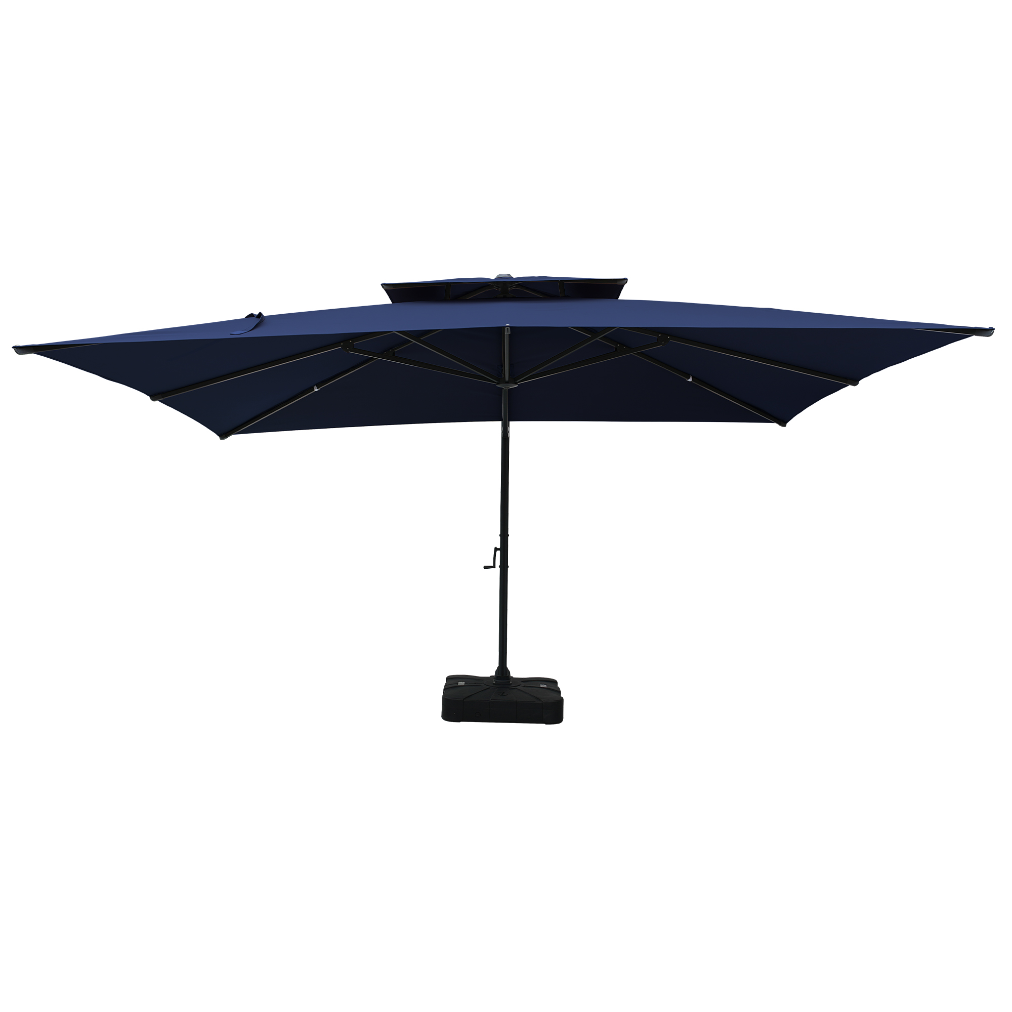 Aluminum Cantilever Patio Umbrella with Tilt Function, Removable Light Bar, and Base Included
