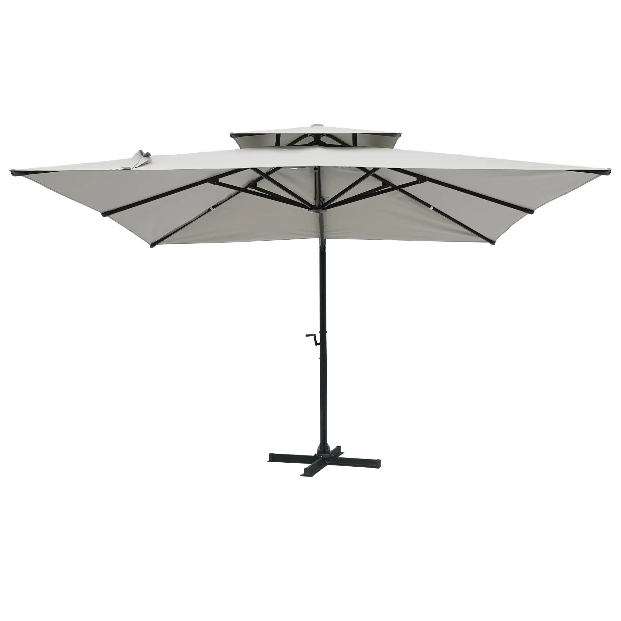 10-Ft Aluminum Patio Cantilever Umbrella with Removable Light Strips and Tilt Function