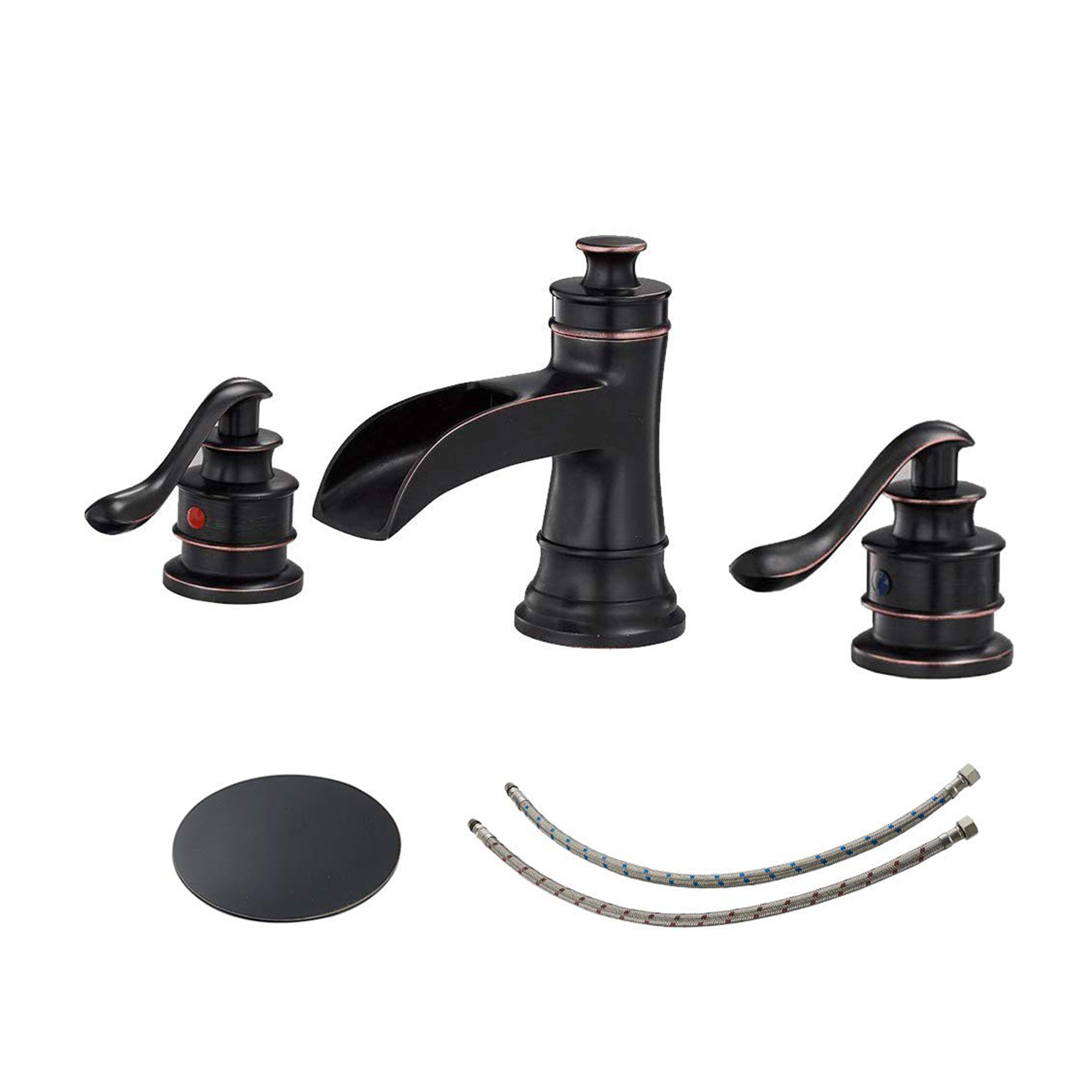 Classic Retro Style 8 in. Widespread Double Handle Bathroom Faucet with Drain Kit Included in Oil Rubbed Bronze