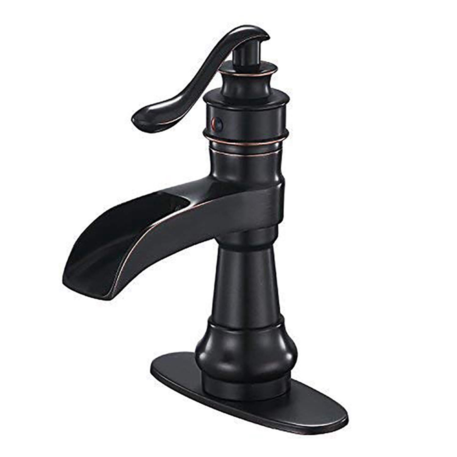 Single Handle Single Hole Bathroom Faucet with Deckplate Included, Pop Up Drain and Water Supply Hoses in Brushed Nickel/Oil Rubbed Bronze