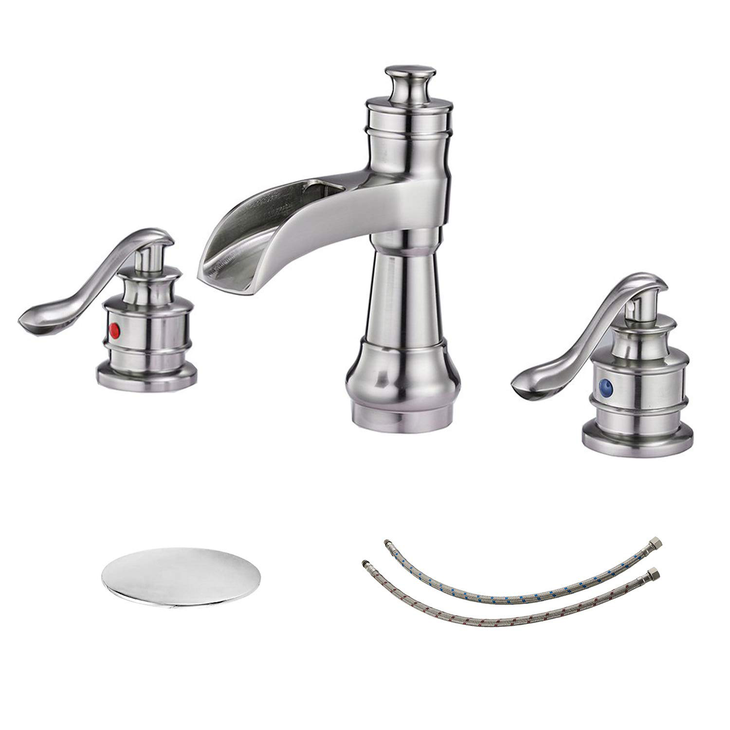 Boyel Living Classic Retro Style 8 in. Widespread Double Handle Bathroom Faucet with Drain Kit Included in Brushed Nickel
