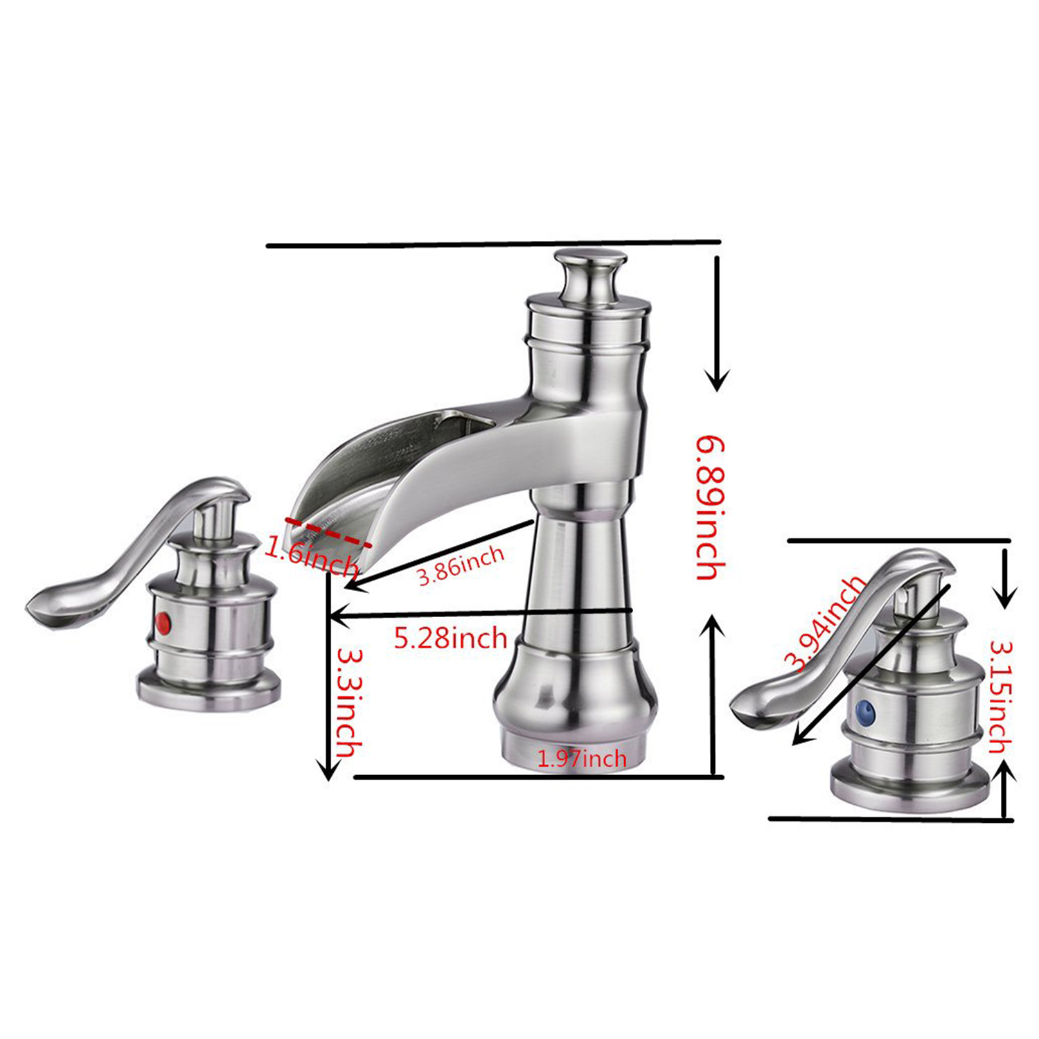 Boyel Living Classic Retro Style 8 in. Widespread Double Handle Bathroom Faucet with Drain Kit Included in Brushed Nickel