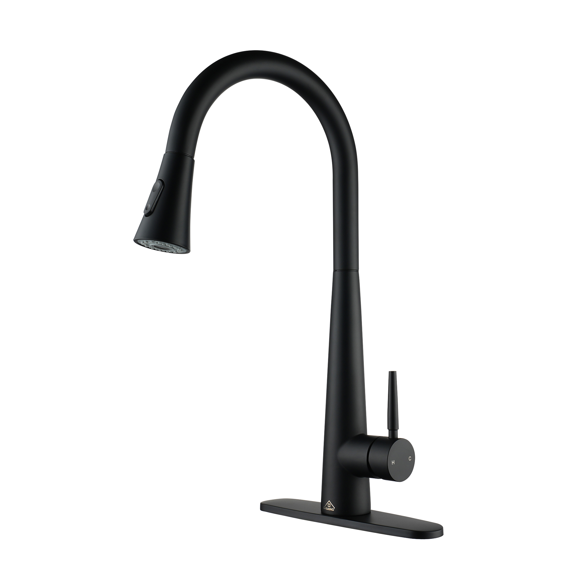 Kitchen-Faucet, Simple Kitchen Faucet with Pull Down Sprayer-Out Kitchen Sink Offers Efficient Cleaning for Kitchen Laundry Utility Rv Wet Bar -with Deck Plate -Matt Black-4