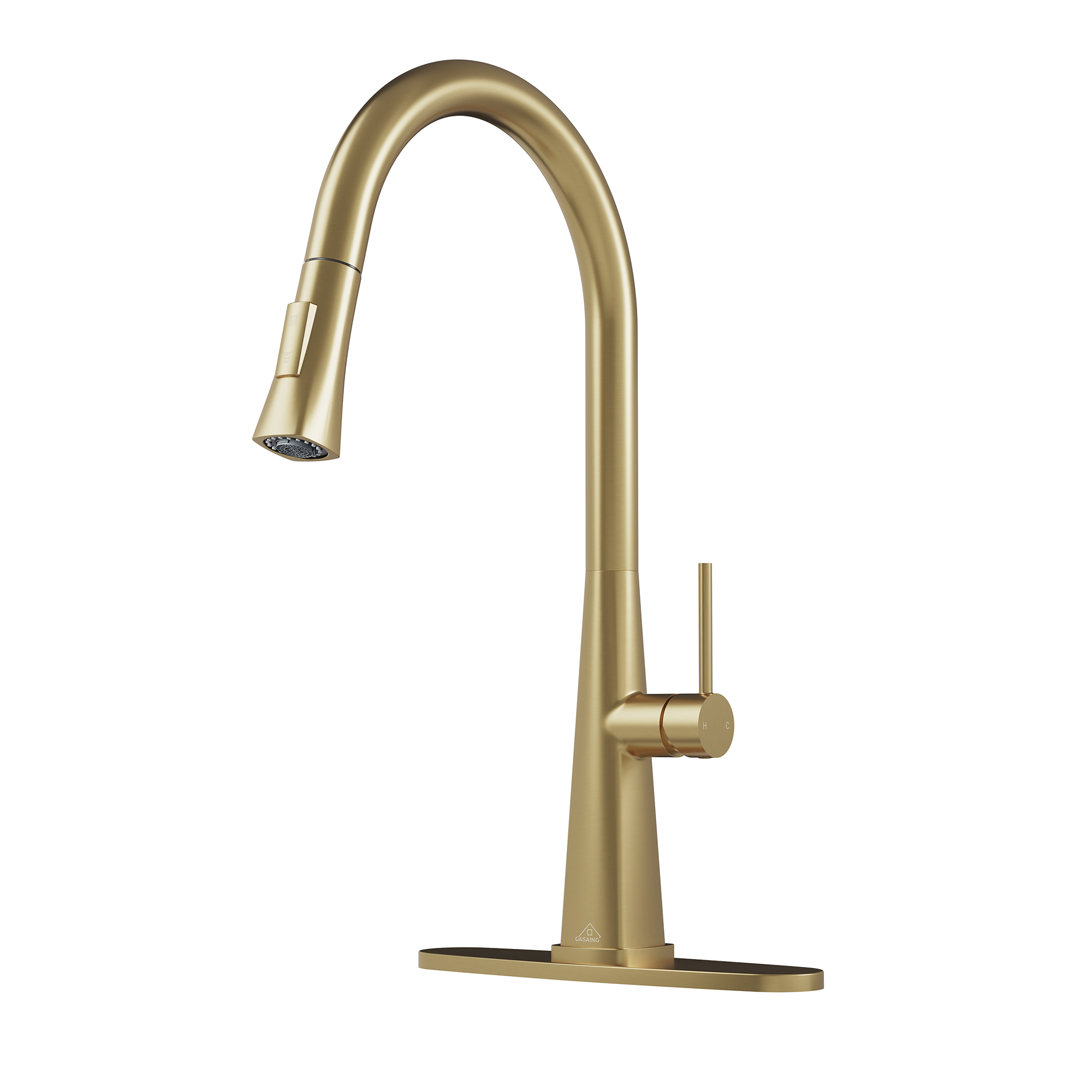  Kitchen Faucet with Pull Down Sprayer, Modern Single Handle Pull Out Kitchen Sink Faucet,1 or 3 Hole Sink Faucets for Farmhouse Camper Laundry Utility Rv Wet Bar, Brushed Gold/Brushed Nickel/Matte Black/Matte White