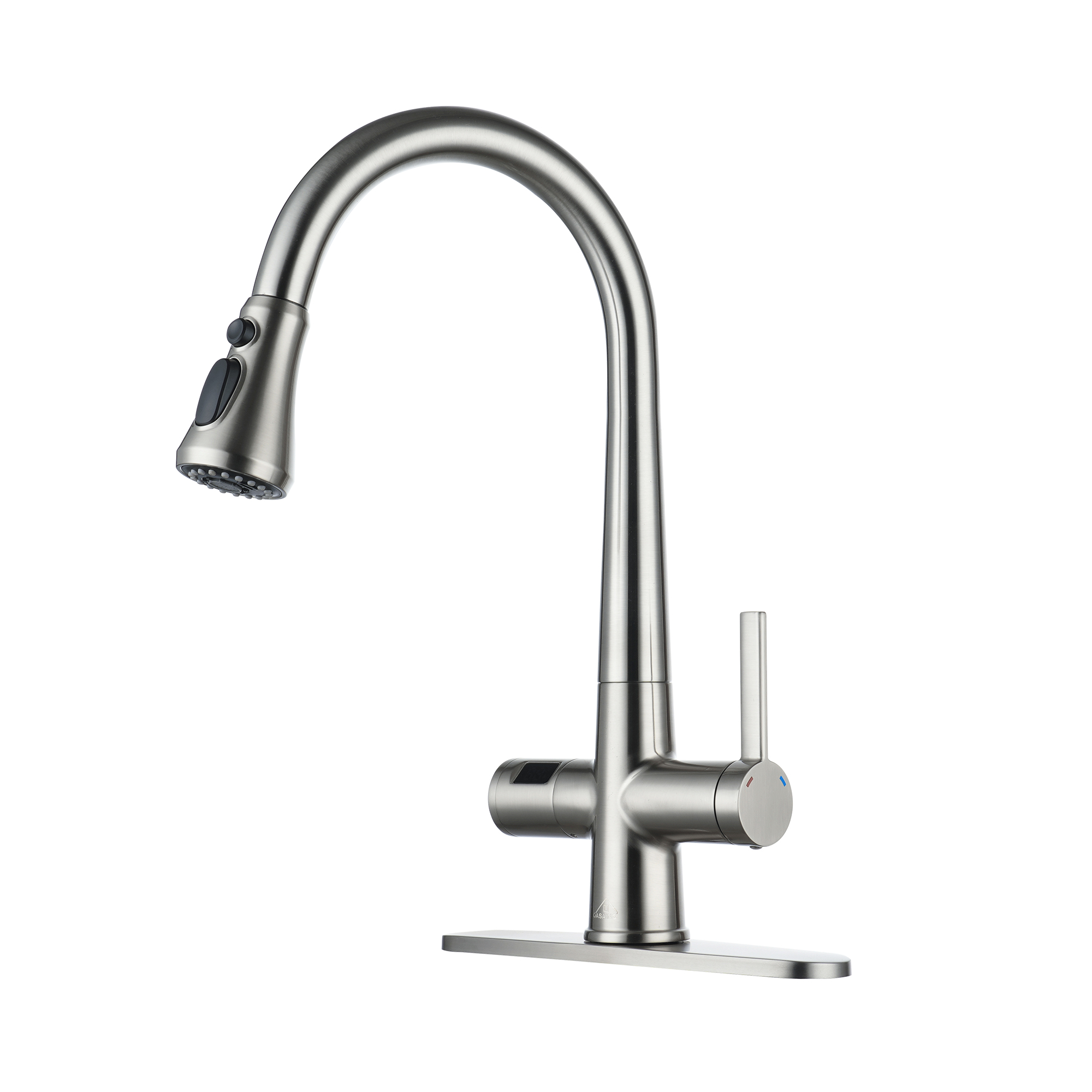 3-Spray Patterns Single Handle Pull Down Sprayer Kitchen Faucet with Deckplate and Water Supply Hoses in Brushed Gold/Brushed Nickel/Matte Black