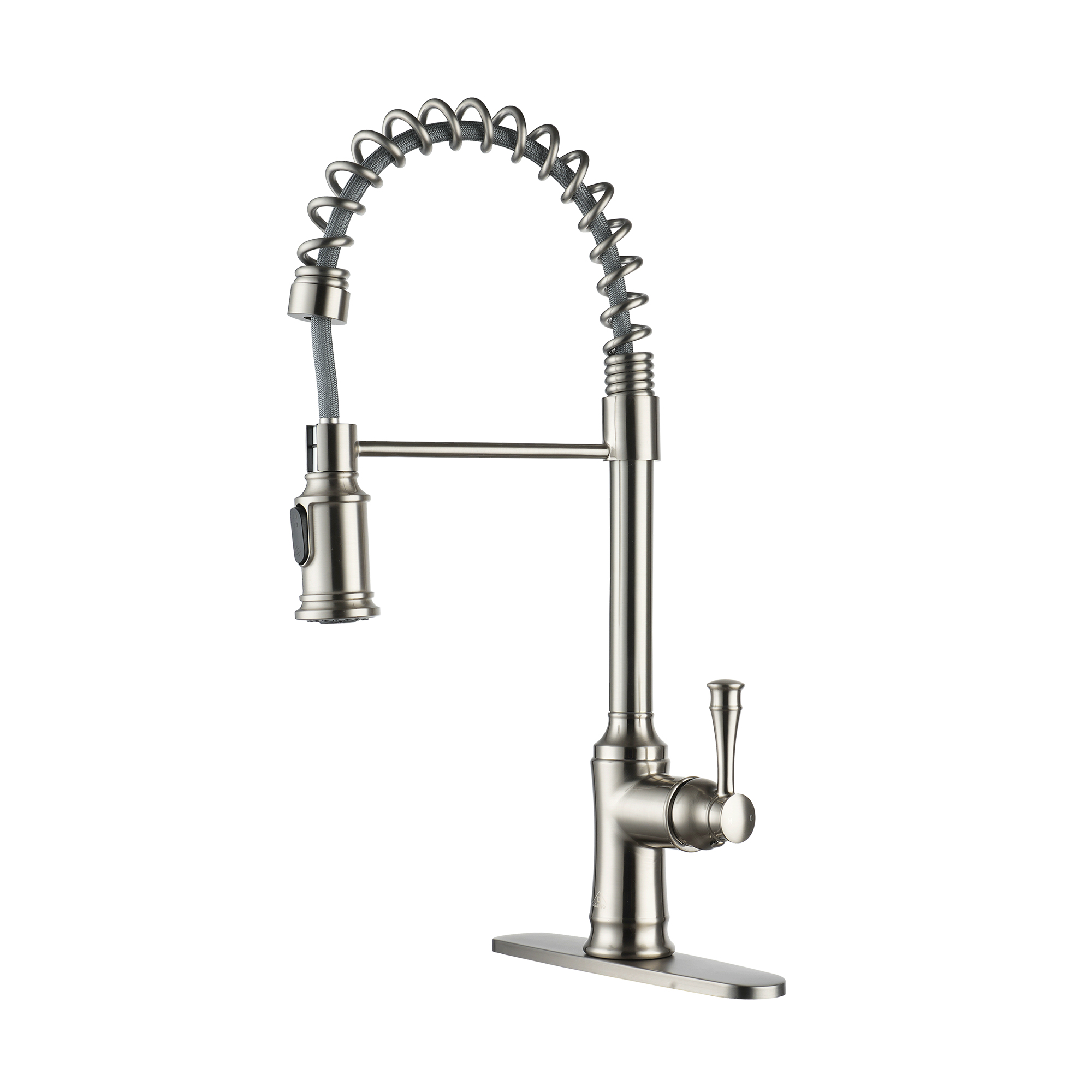 2-Spray Patterns Single Handle Pull Down Sprayer Kitchen Faucet with Deckplate and Water Supply Hoses in Brushed Gold/Brushed Nickel/Matte Black