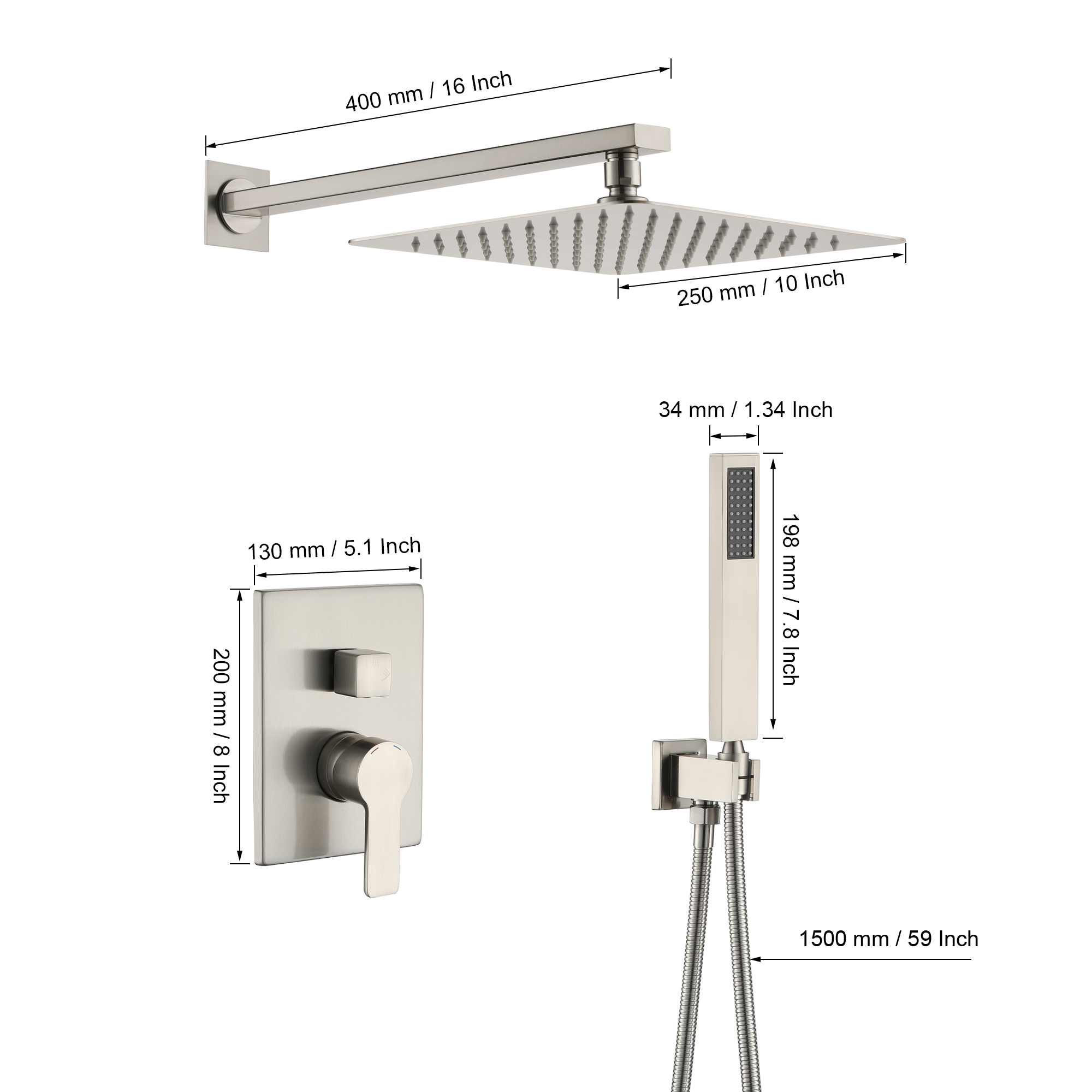Boyel Living 10 in. Shower System Shower Towers with Hand Shower in Matte Black