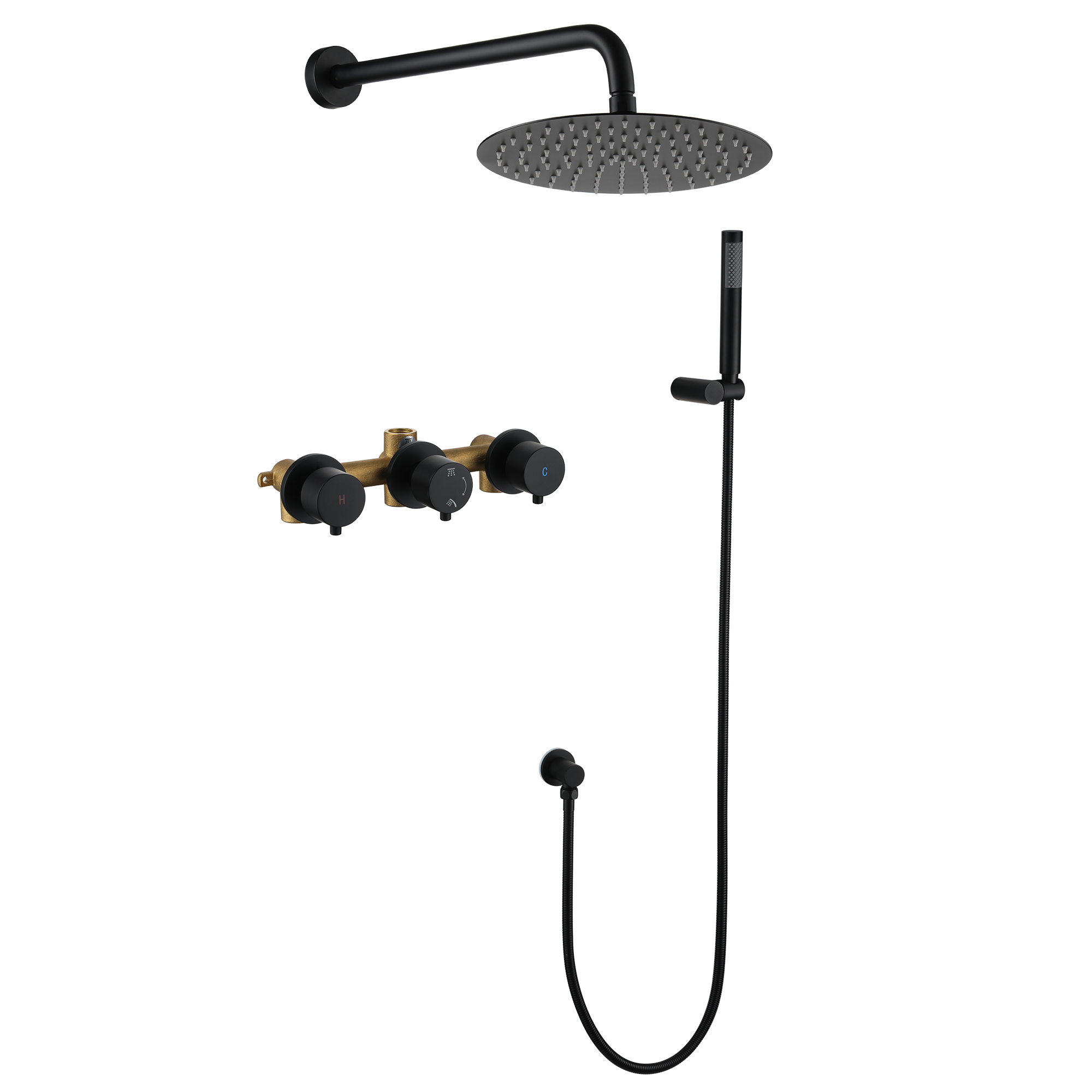 1-Spray Patterns with 2.5GPM 10 in. Tub Wall Mount Dual Shower Heads in Spot Resist Matte Black