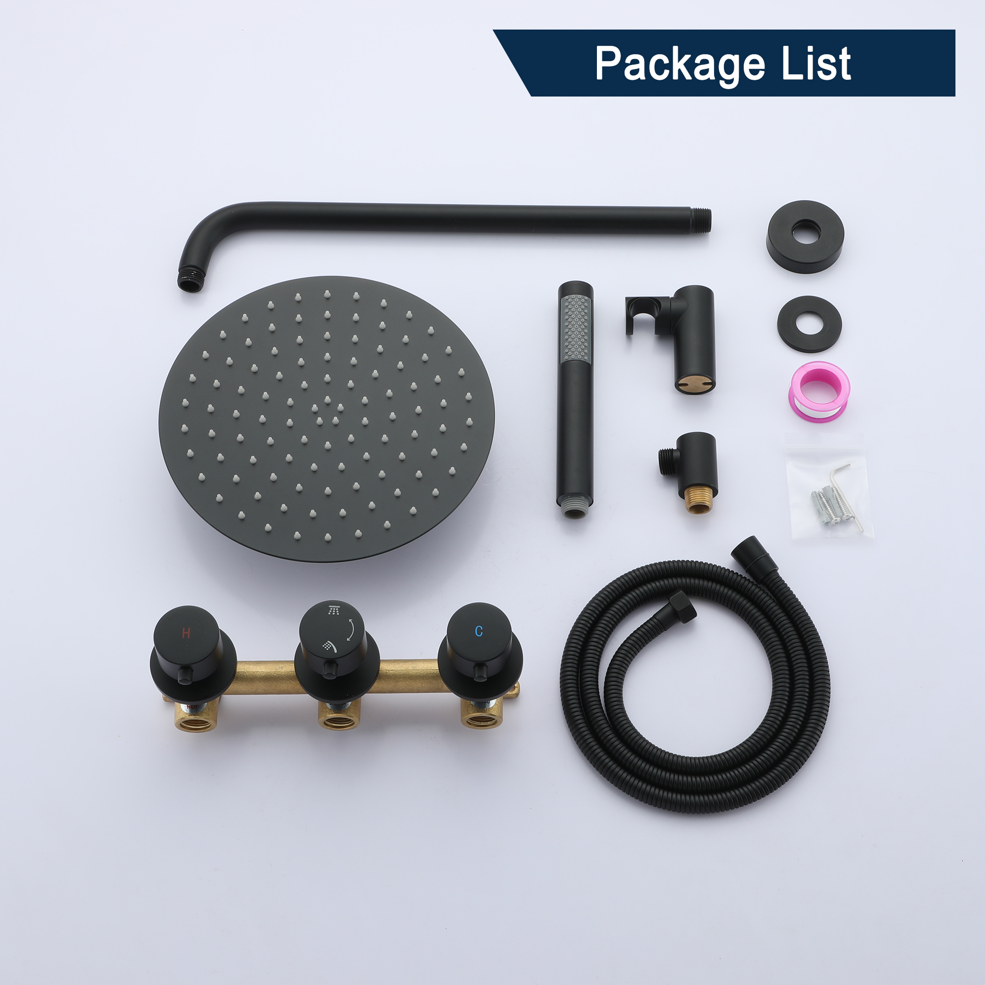 1-Spray Patterns with 2.5GPM 10 in. Tub Wall Mount Dual Shower Heads in Spot Resist Matte Black