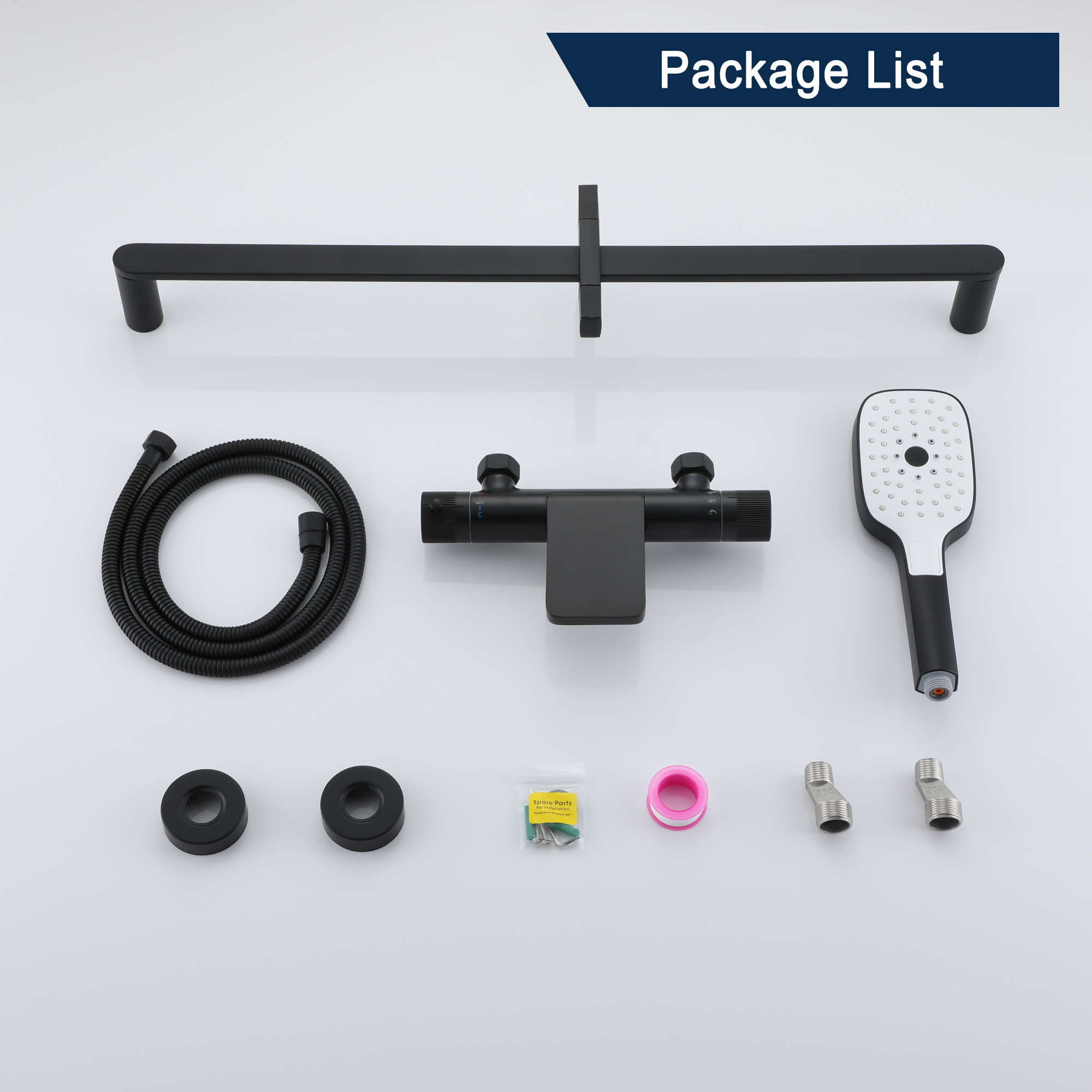 Shower Tub Kit, Matte Black Tub Shower Faucet Set, Bathtub Faucet with Sprayer, Wall Mount Shower Faucet with Tub Spout, Modern Multi-Function Handheld Shower Faucet for Bathtub