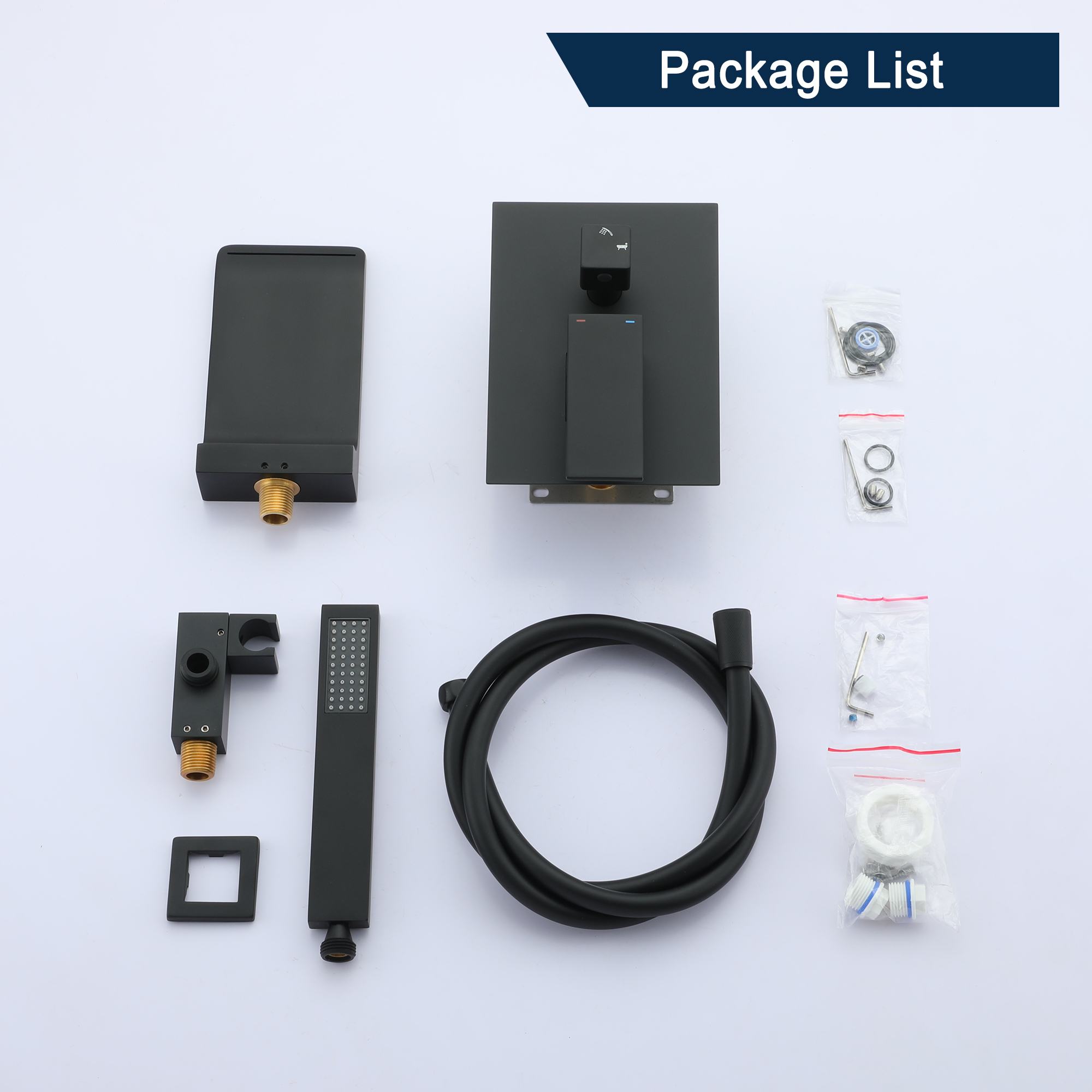 Single-Handle 1-Spray Wall Mount Tub and Shower Faucet in Black Brass Handheld Shower (Valve Included)