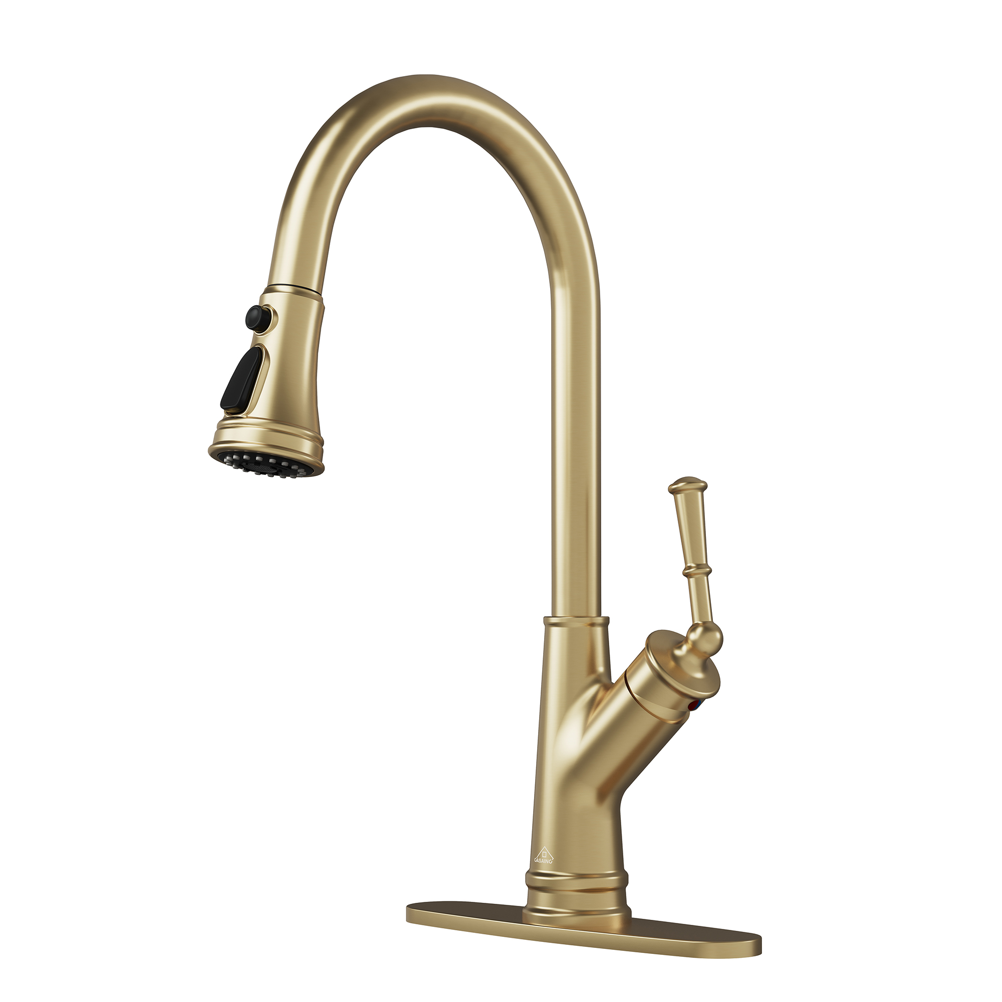 Single-Handle Kitchen Faucet with Pull-Out Sprayer in Brushed Nickel/Matte Black/Brushed Gold