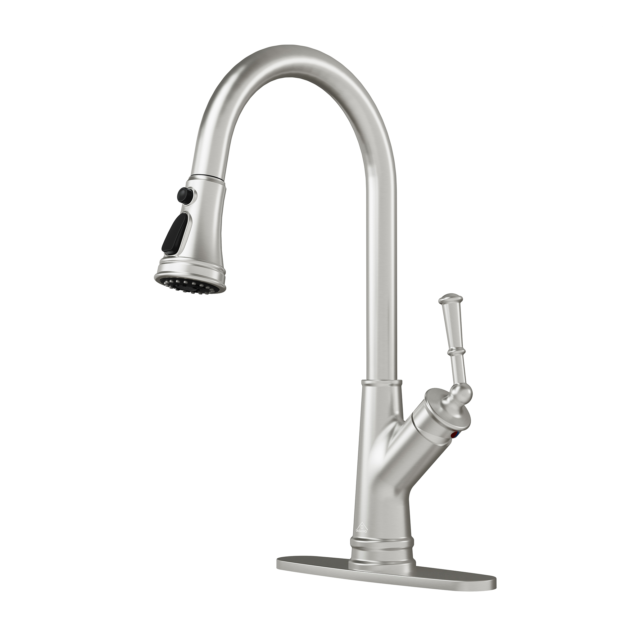 Single-Handle Kitchen Faucet with Pull-Out Sprayer in Brushed Nickel/Matte Black/Brushed Gold