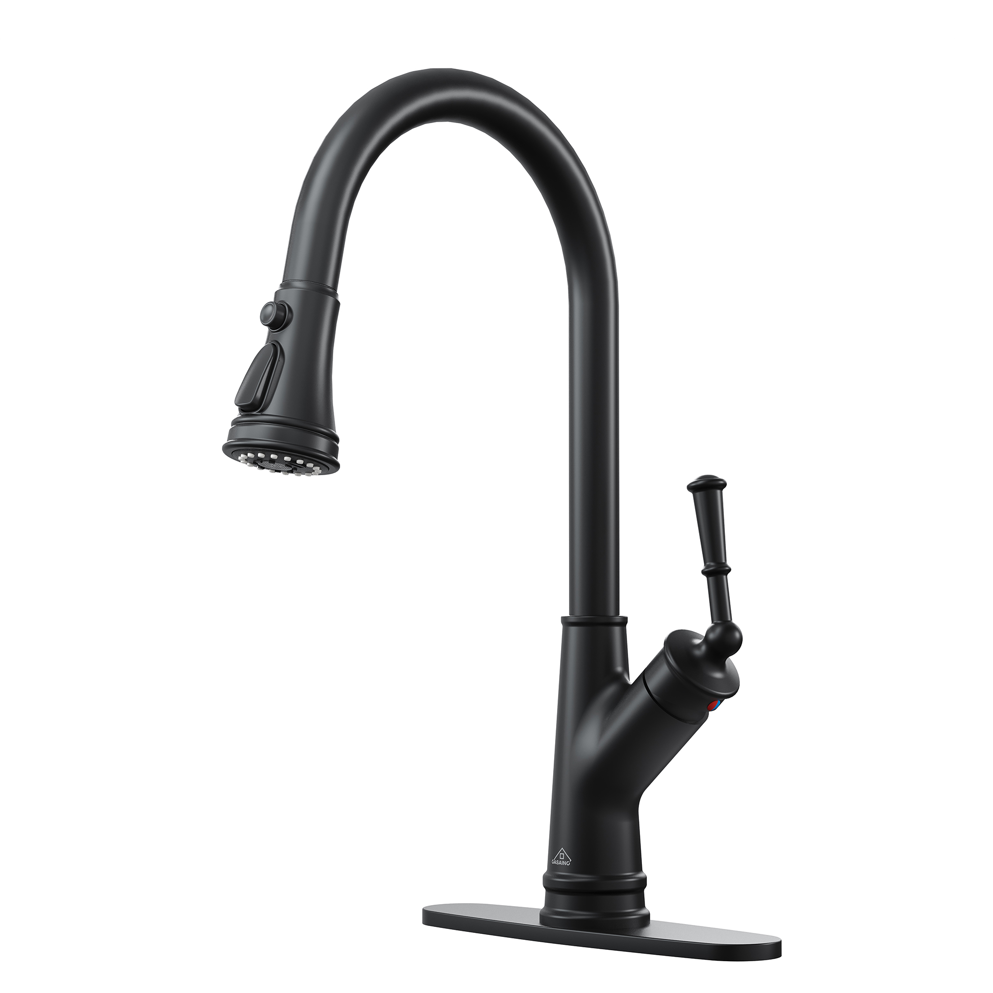 Single-Handle Kitchen Faucet with Pull-Out Sprayer in Brushed Nickel/Matte Black/Brushed Gold