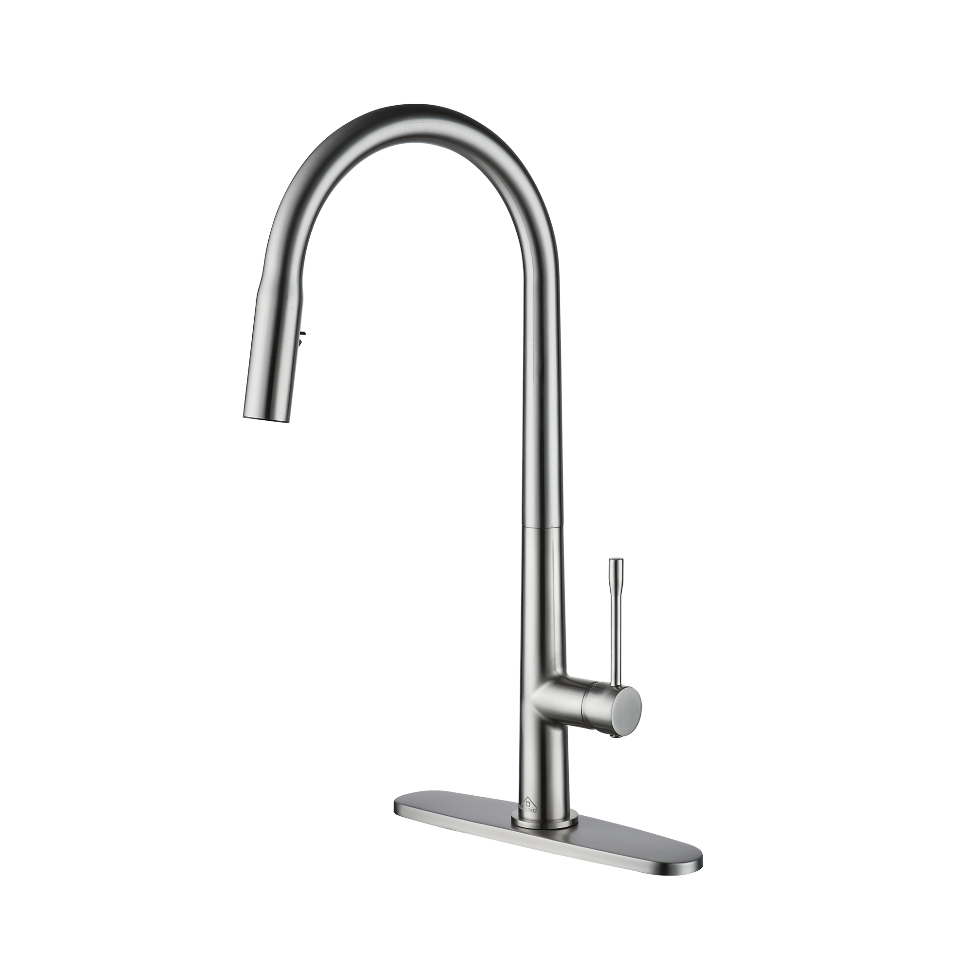 Single Handle Pull-Down Sprayer Kitchen Faucet with Dual-Function Pull out Sprayer head, Stainless Steel in Brushed Nickel/Matte Black/Brushed Gold