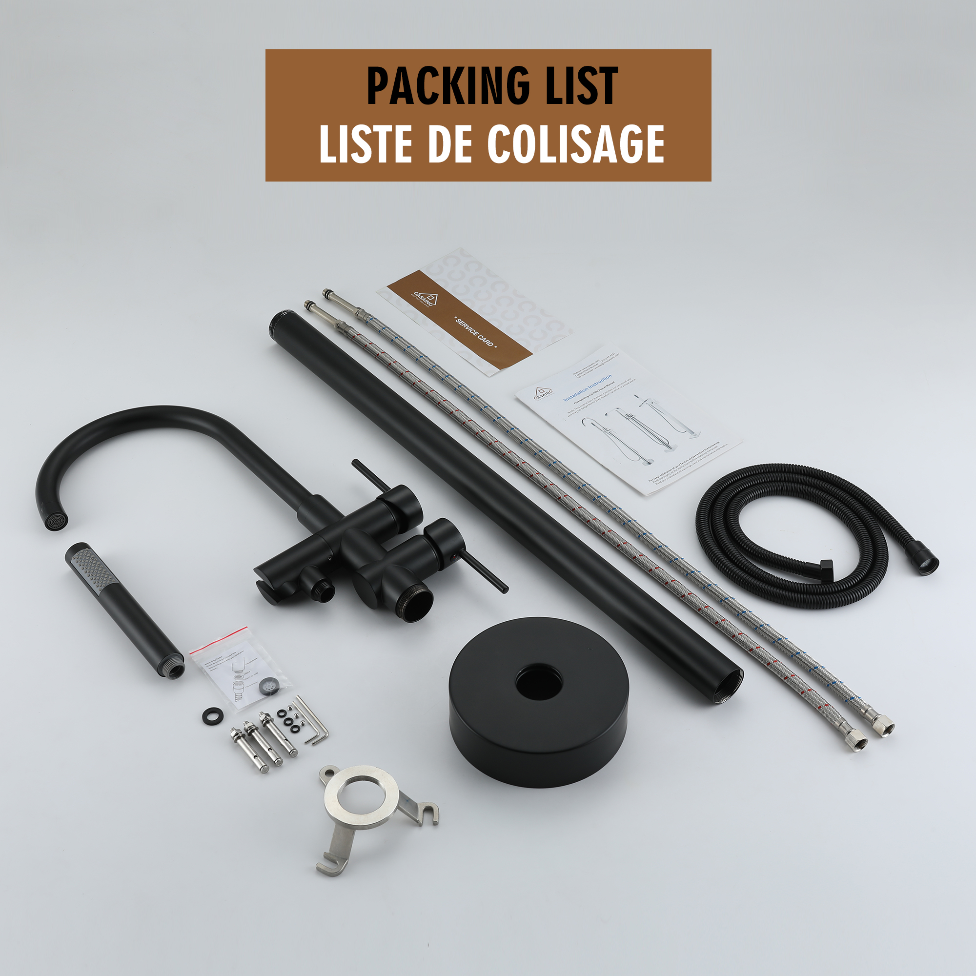 2-Handle Residentail Freestanding Bathtub Faucet with Hand Shower, Brushed Nickel/Matte Black