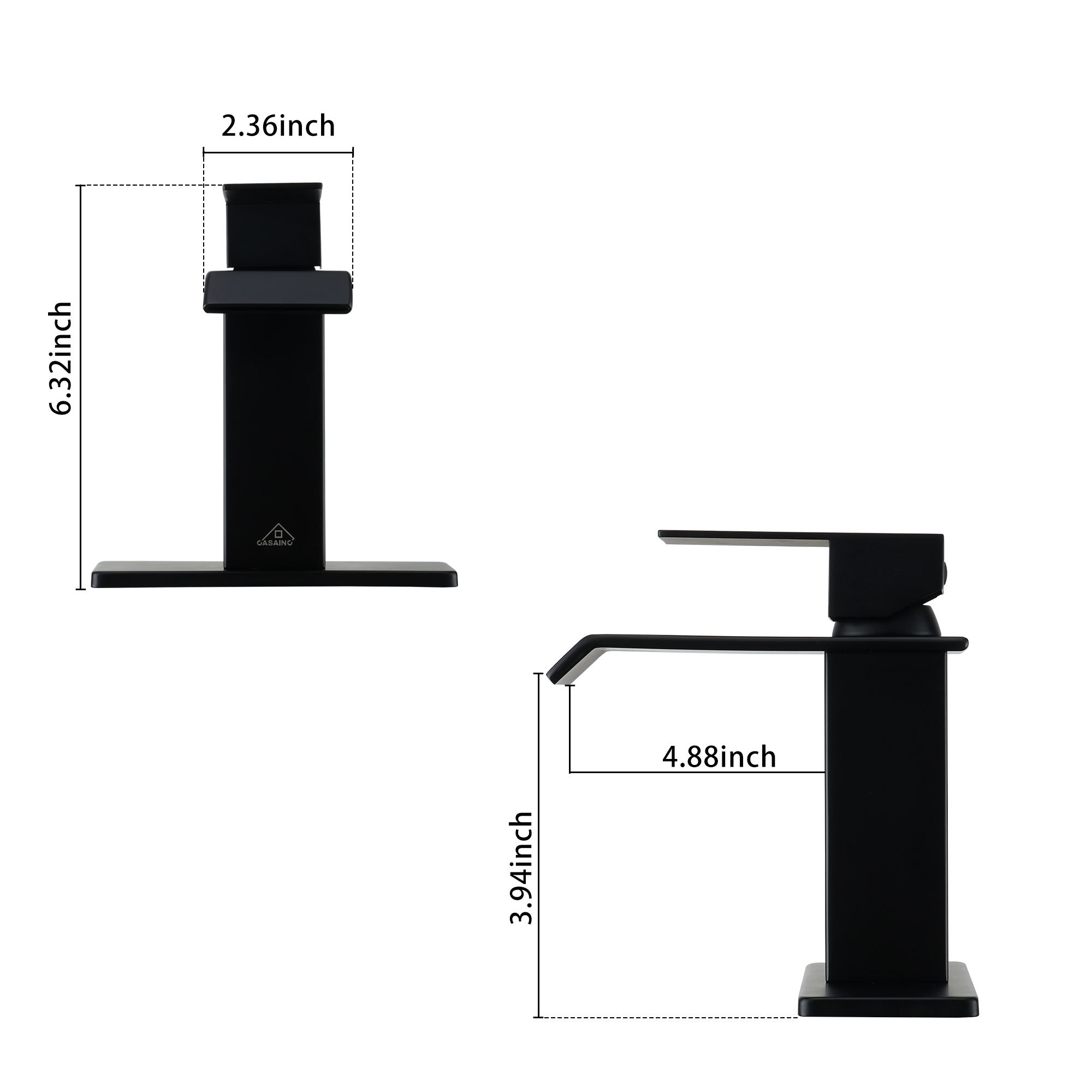 Single Handle Single Hole Bathroom Vanity Sink Waterfall Spout Bathroom Faucet in Matte Black