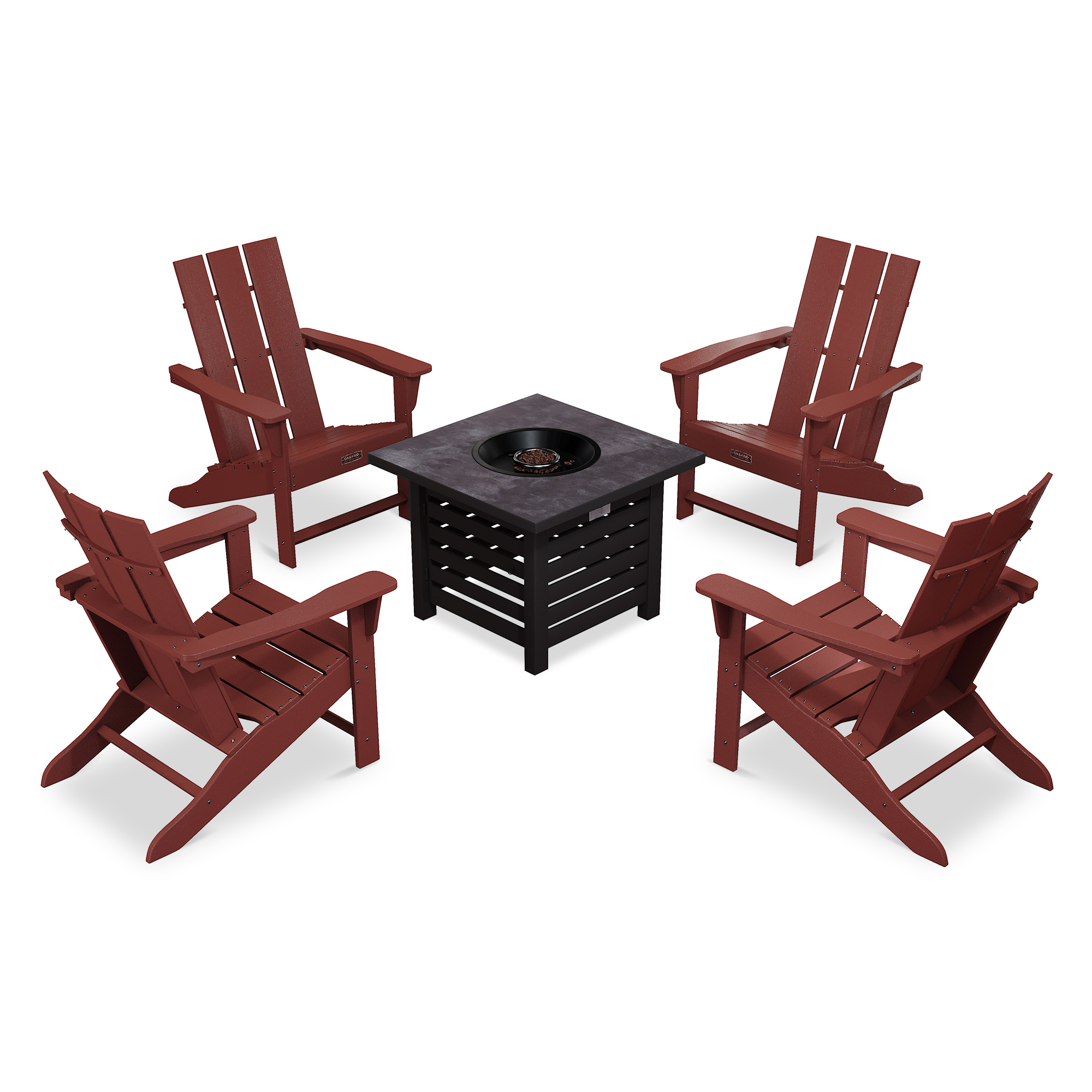 5-Piece / 3-Piece  HDPE Adirondack Chairs Outdoor Conversation Set with 32-inch Propane Fire Pit Table