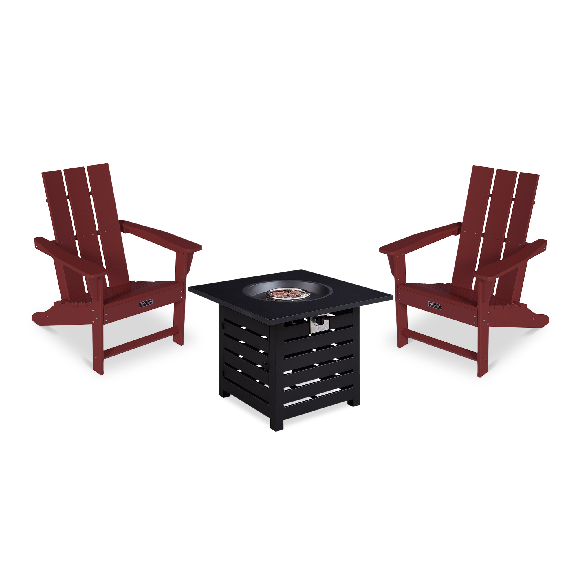 5-Piece / 3-Piece HDPE Adirondack Chairs Outdoor Conversation Set with 32-inch Propane Fire Pit Table