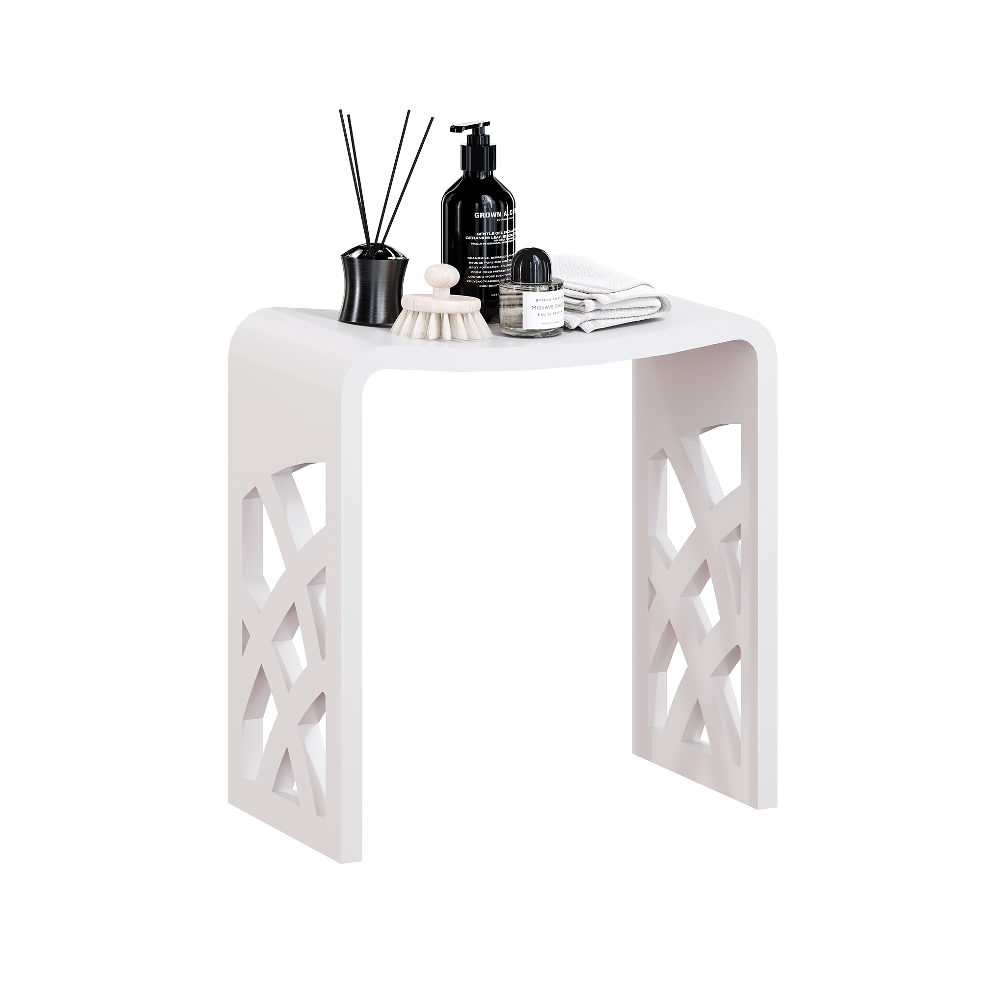 Matte artificial stone stool , Applicable to multiple scenes, can be used in shower room/bathtub side storage/living room/bedroom