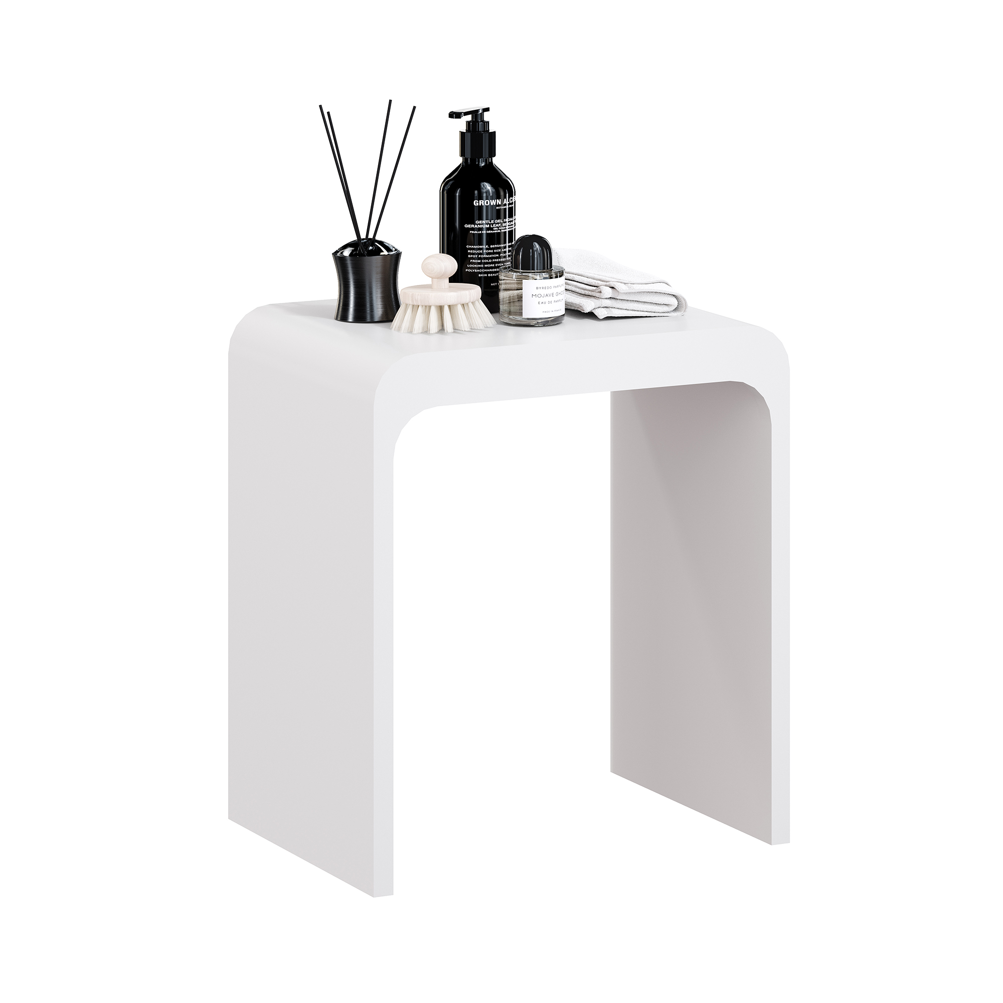 Boyel Living Solid Surface Stool for Bathroom - Matte White/Matte Black