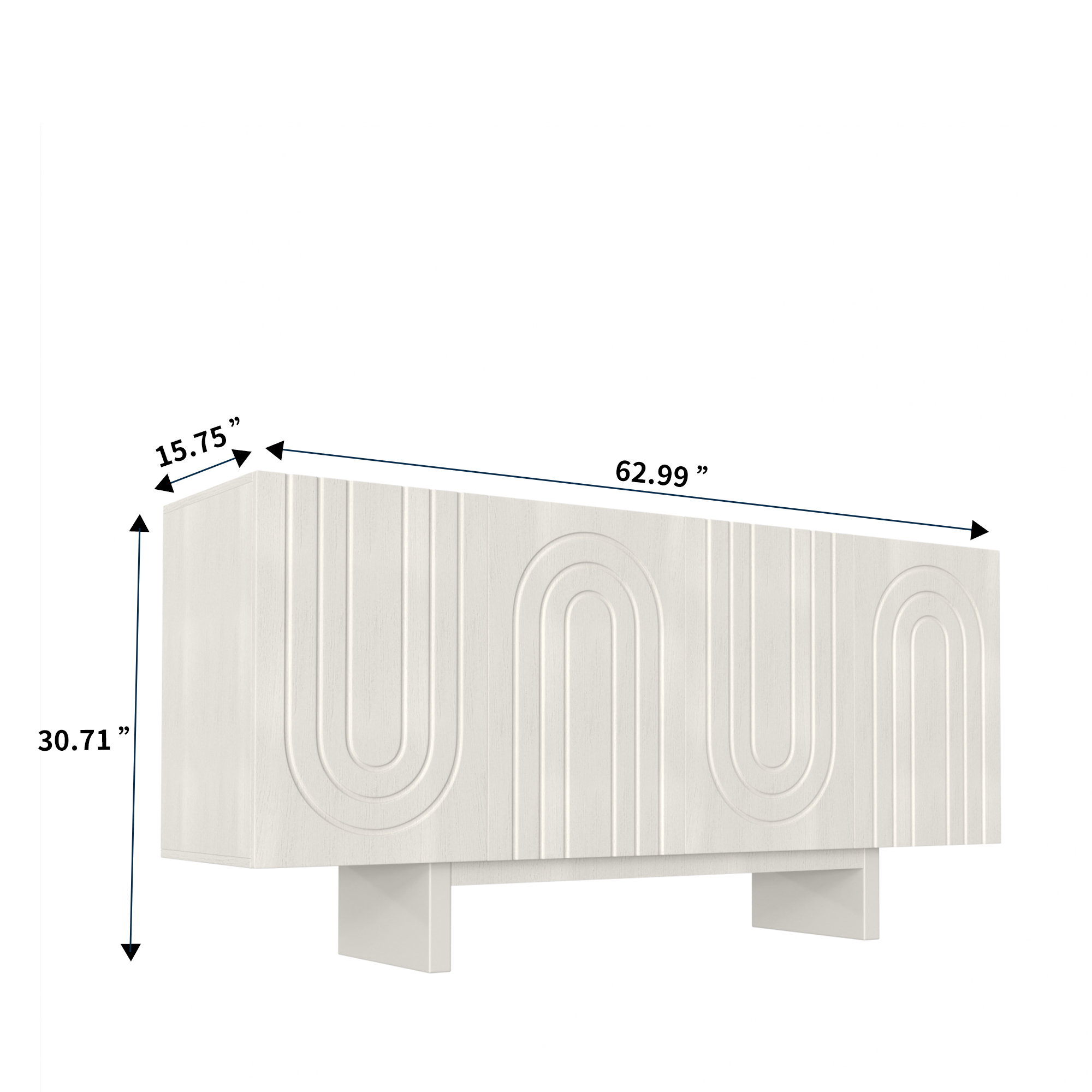 Dark Brown/White 4-Door 62.99 in. Wood Grain Buffet Sideboard with MDF Legs For Living Room, Foyer and Kitchen-Dining Room