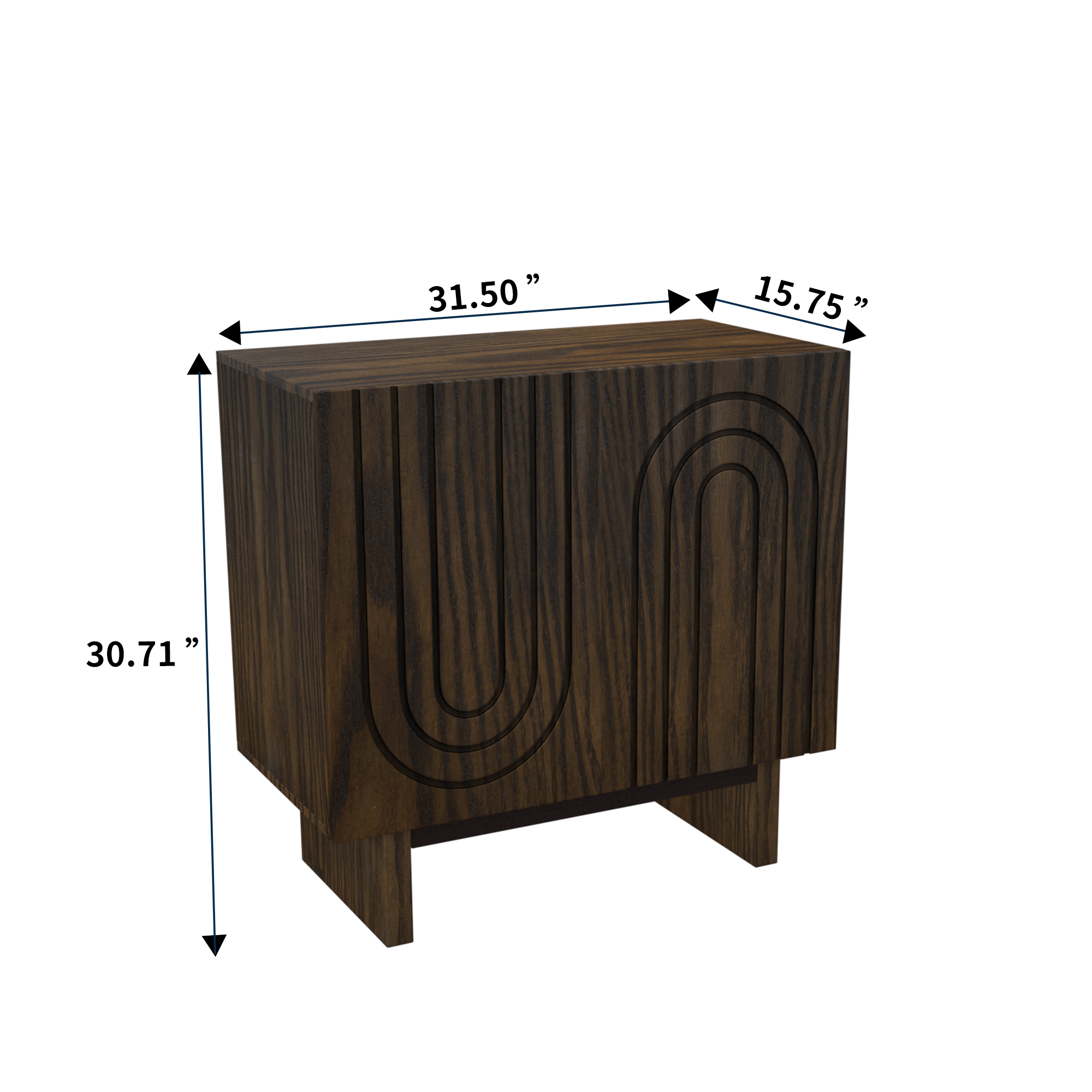 Dark Brown/White MDF 2-Door 31.5 in. Wood Grain Buffet Sideboard For Living Room, Foyer and Kitchen-Dining Room