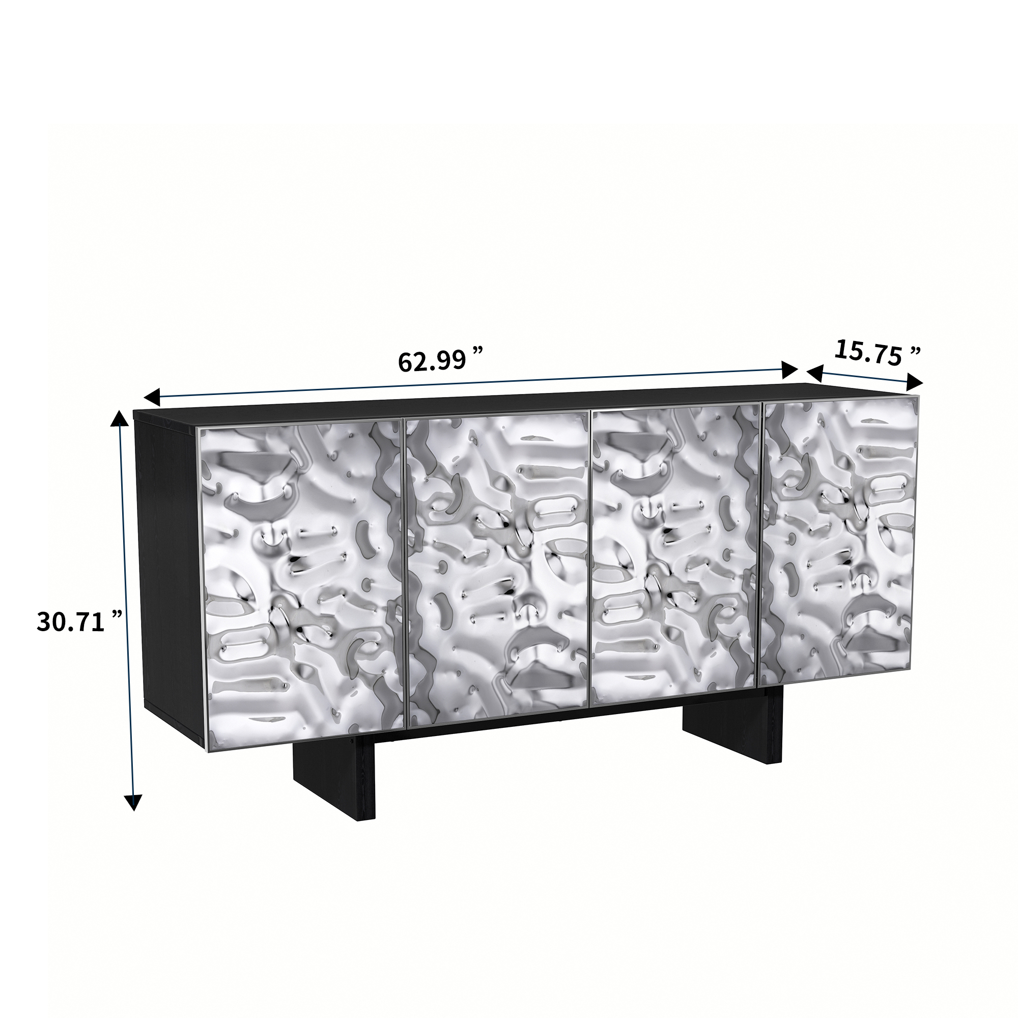 Silver MDF 2-Door/4-Door Wood 62.99 in. Buffet Sideboard Dining Table For Living Room, Foyer and Kitchen-Dining Room