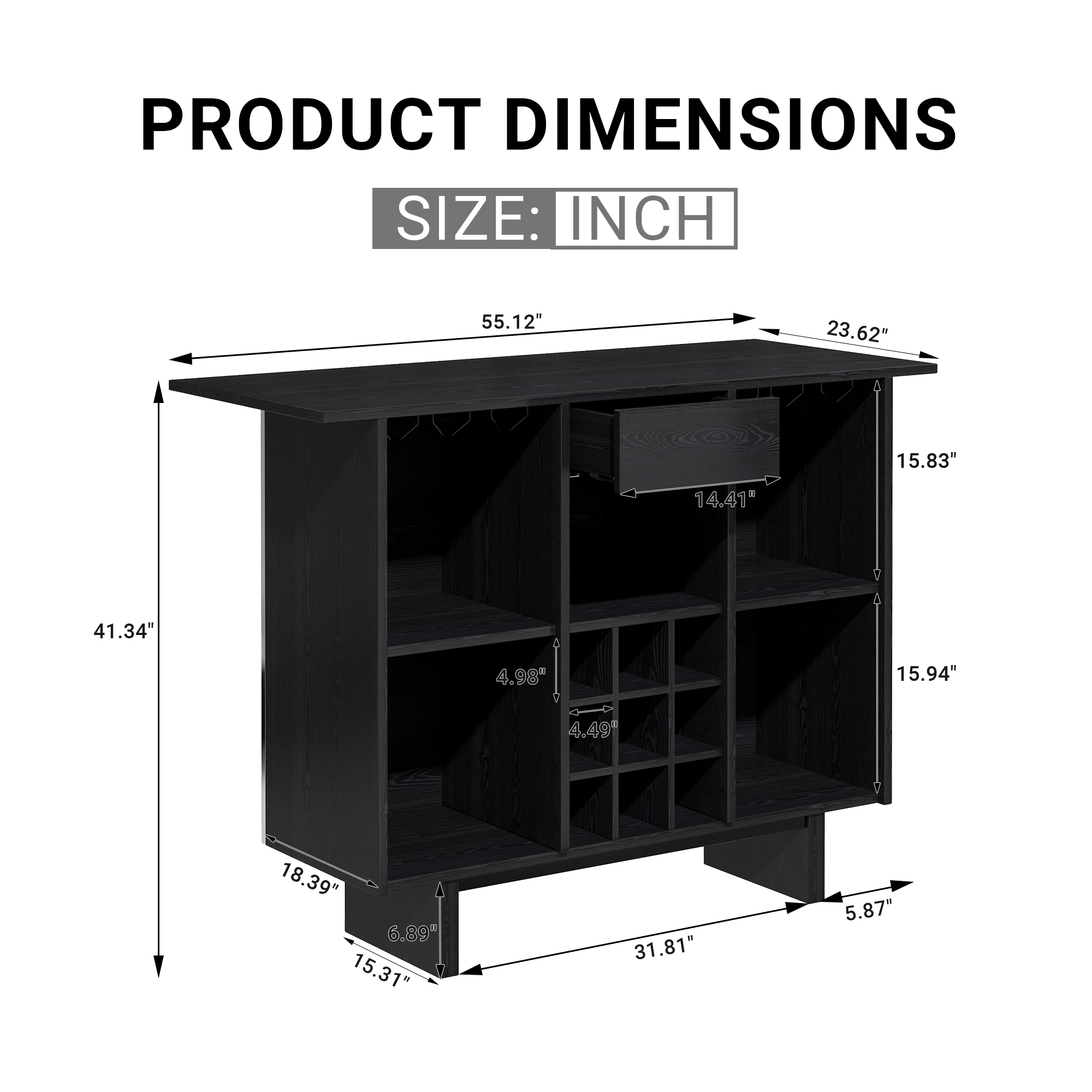 Modern Wine Cabinet Coffee Bar Cabinet with Wine Rack and Drawers