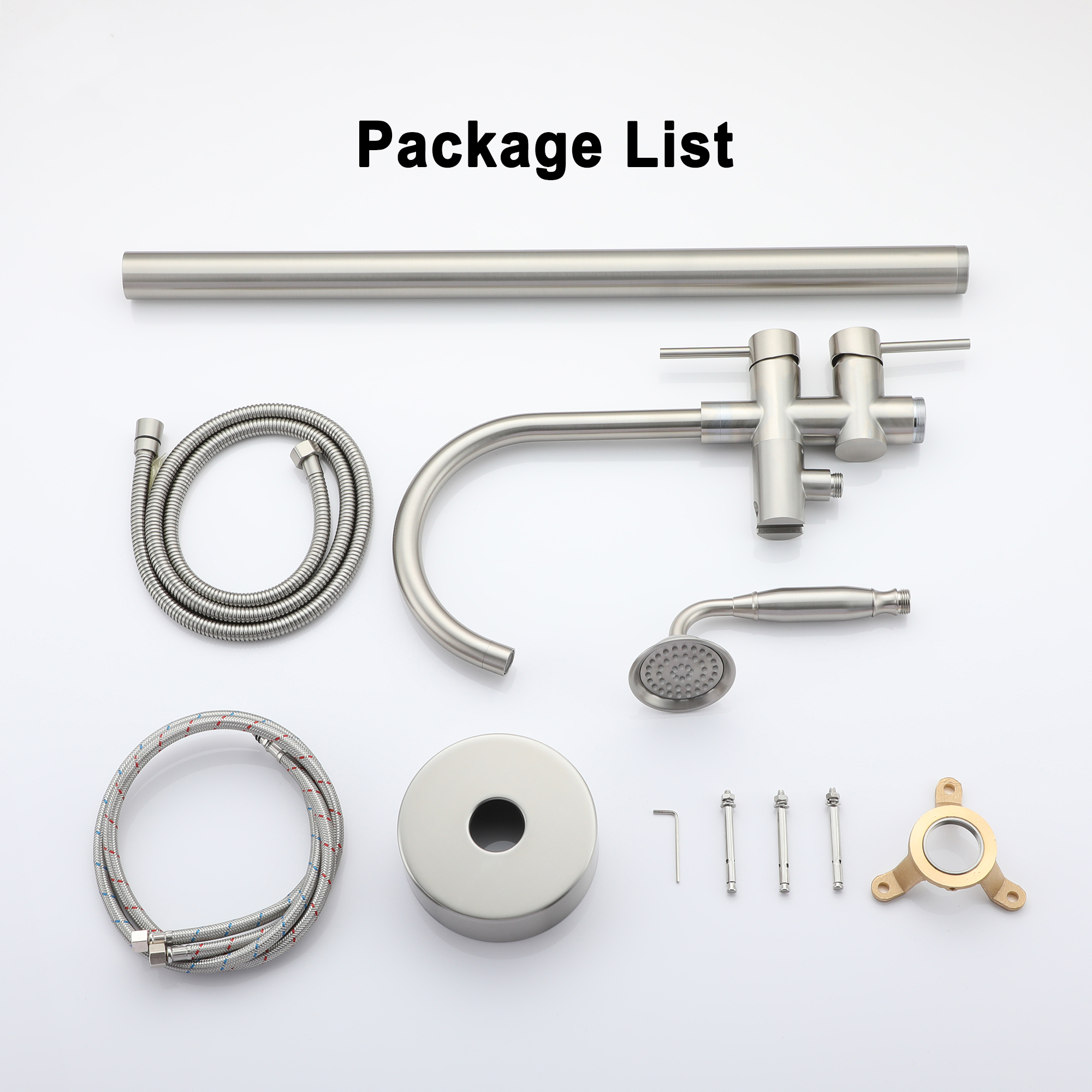 2.5 GPM Floor Mount Freestanding Tub Faucet with Handheld Shower, Brushed Nickel/Matte Black