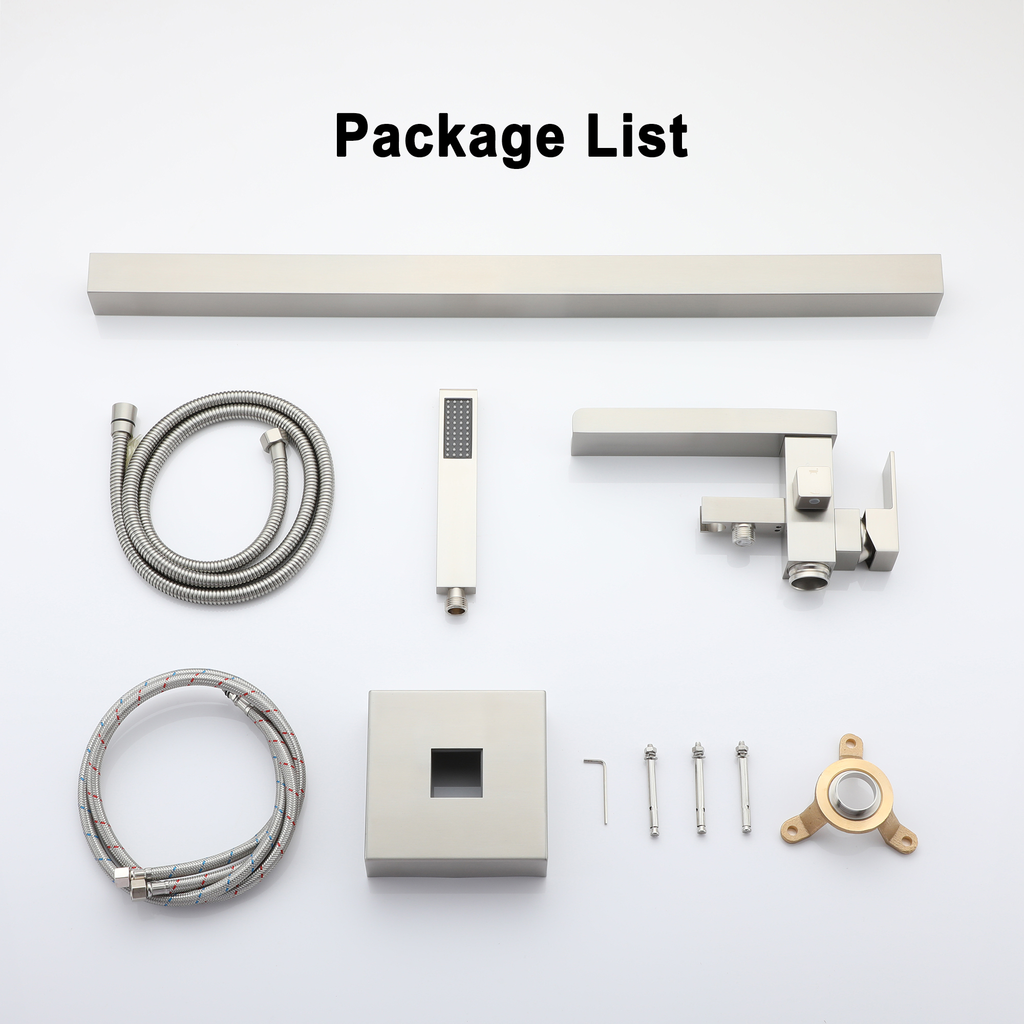 2.5 GPM Floor Mount Freestanding Waterfall Tub Faucet with Handheld Shower, Brushed Nickel/Matte Black/Brushed Gold