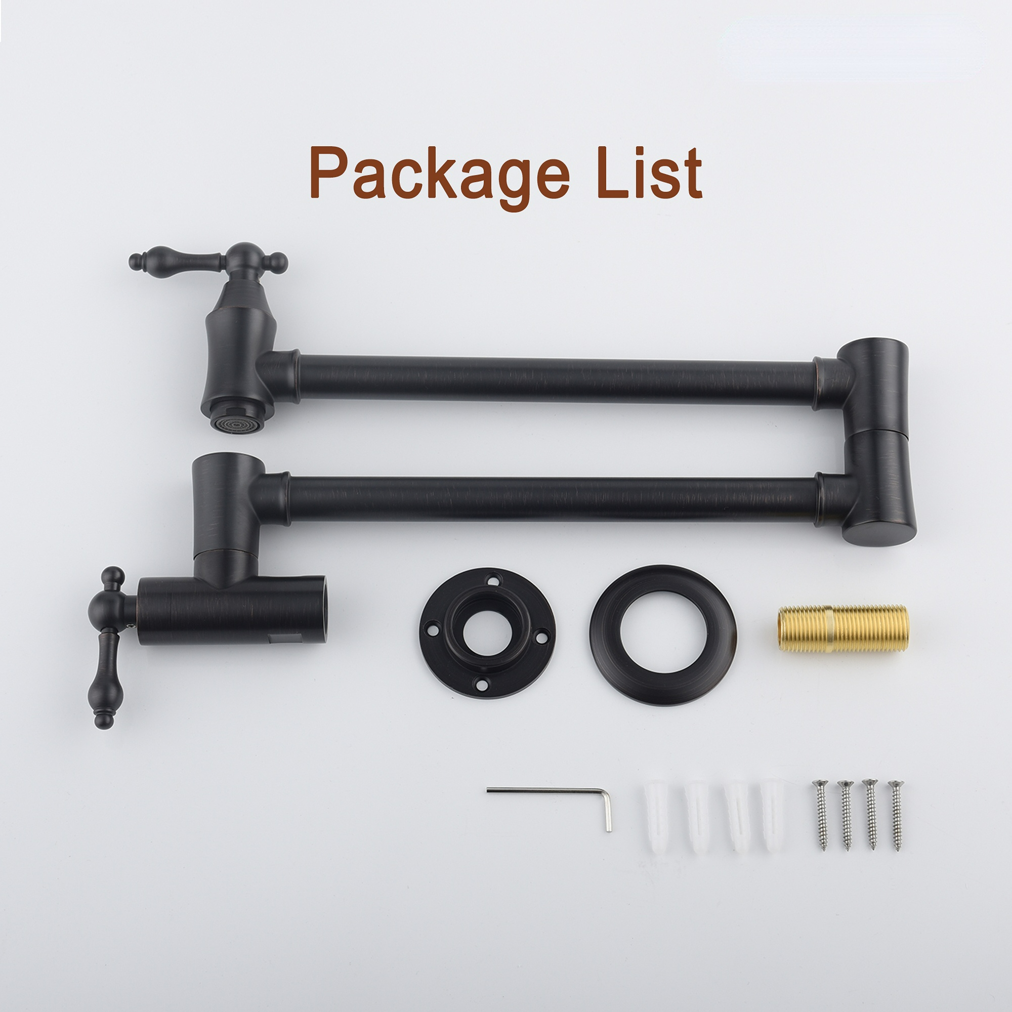  1.8 GPM Pot Filler Faucet, Single Hole 2 Handles Kitchen Faucet, Double Joint Swing Arm Pot Filler Faucet, Solid Brass