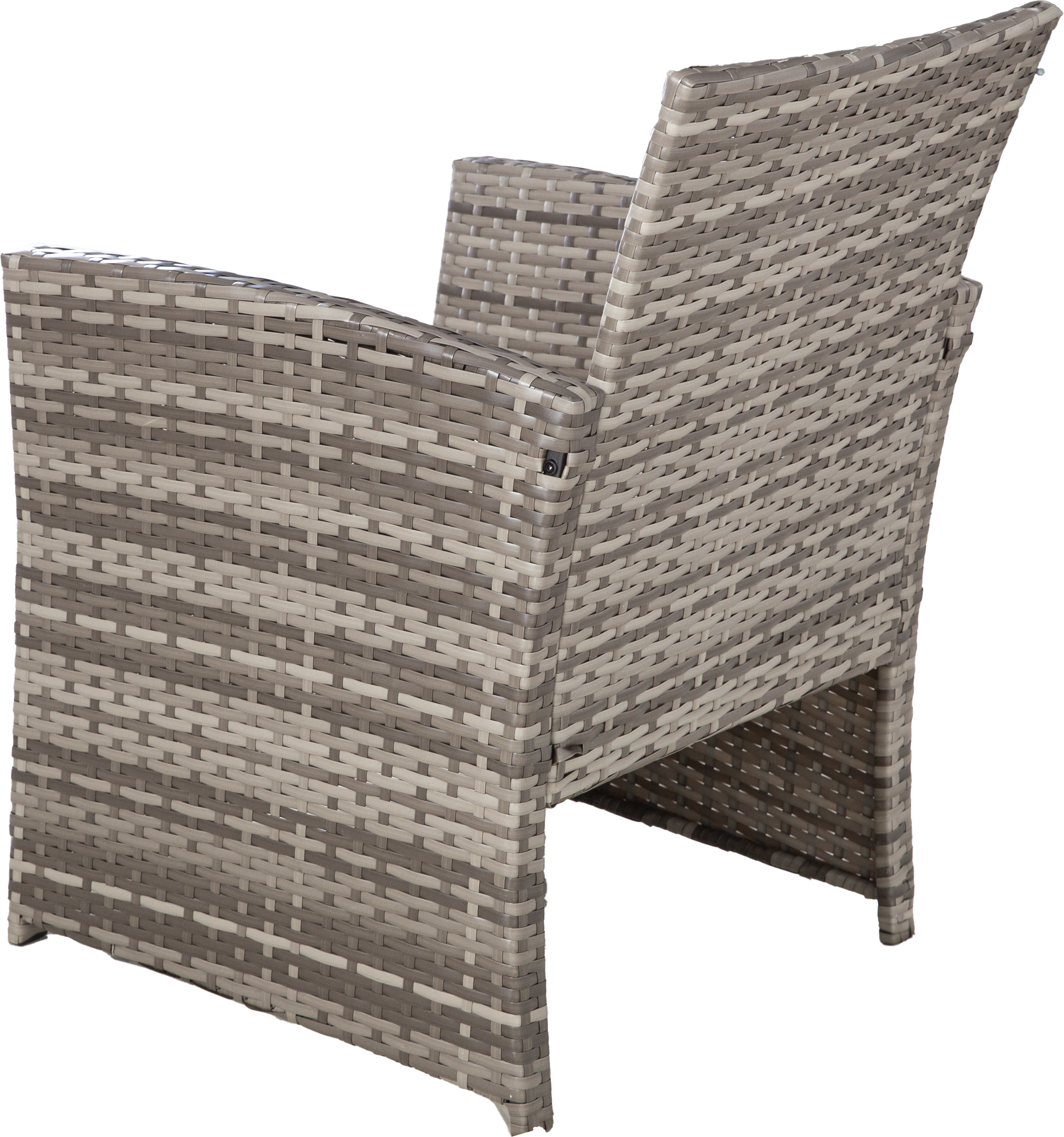 4-Piece PE Rattan Patio Furniture Set – Double Sofa, 2 Armchairs, Coffee Table with Cushions, Weather-Resistant Outdoor Conversation Set, Brown-Blue/Gray/Black-Gray/Black-Blue