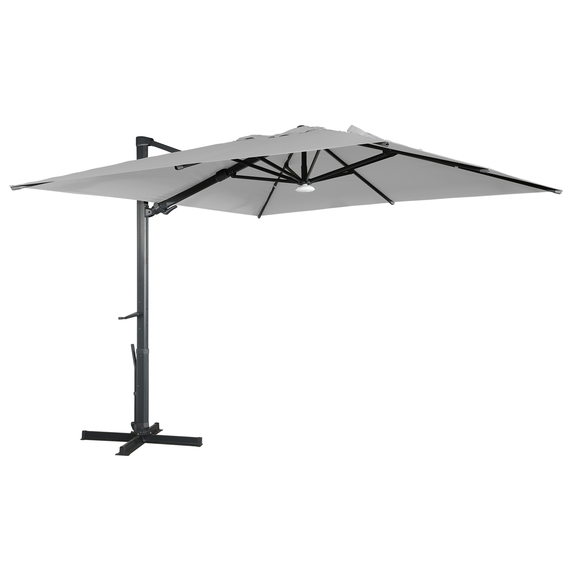 10ft Square Bluetooth Ambient Light 360° Rotation Outdoor Cantilever Tilt Patio Umbrella