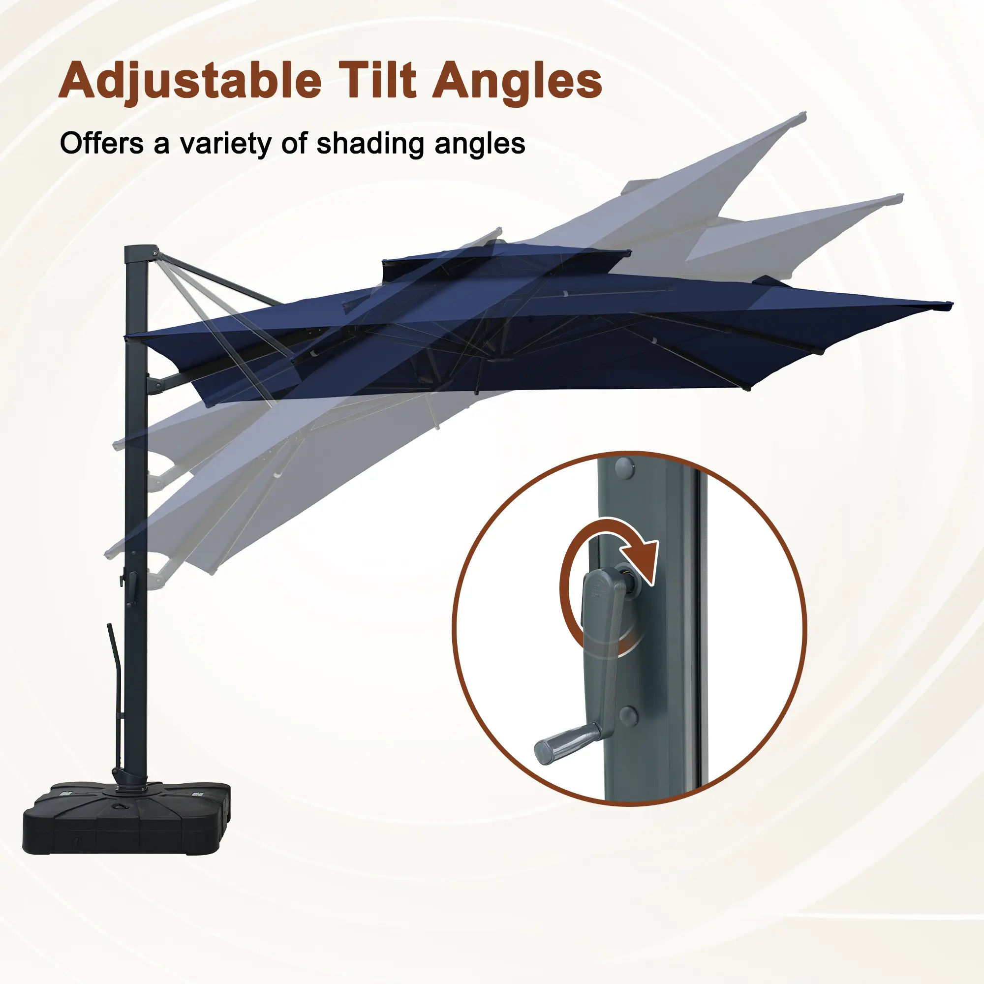 13-Ft Aluminum Patio Cantilever Umbrella with Removable Light Strips and Tilt Function