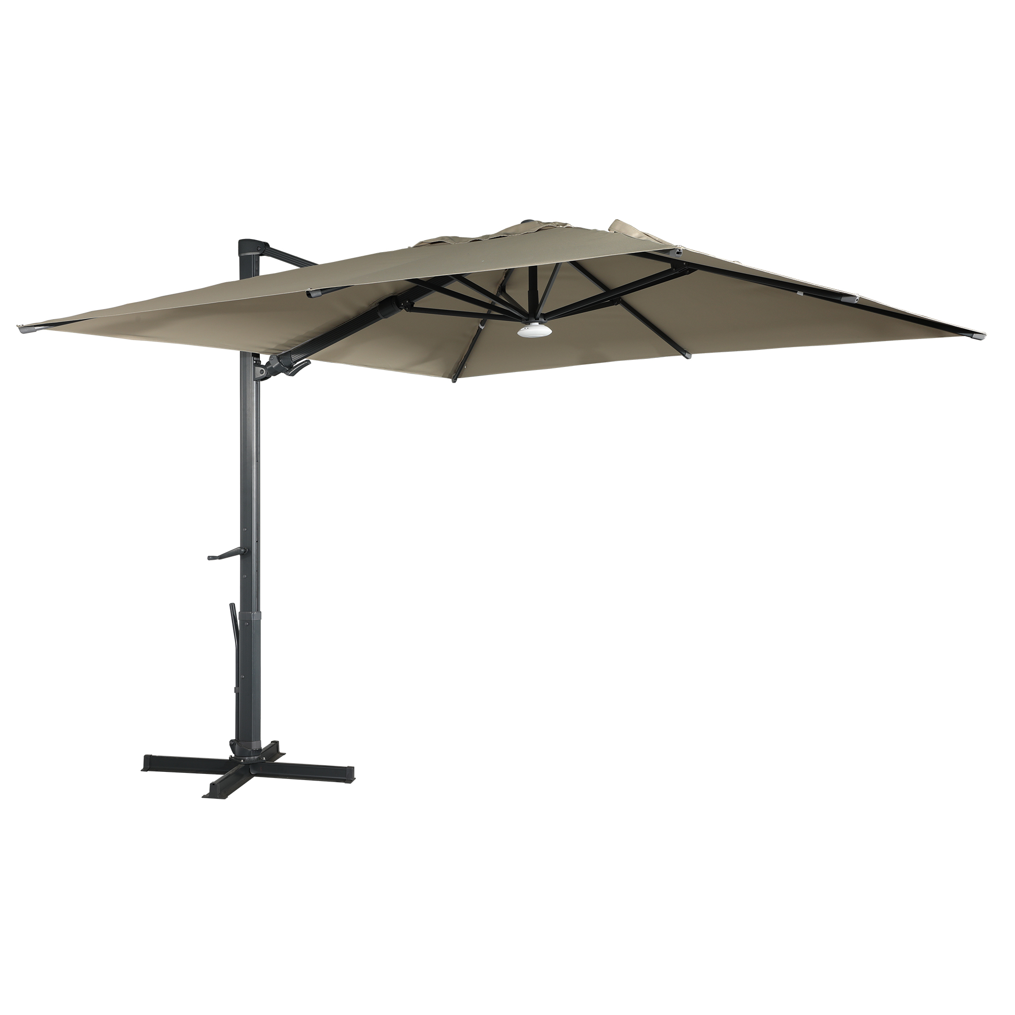10ft Square Bluetooth Ambient Light 360° Rotation Outdoor Cantilever Tilt Patio Umbrella