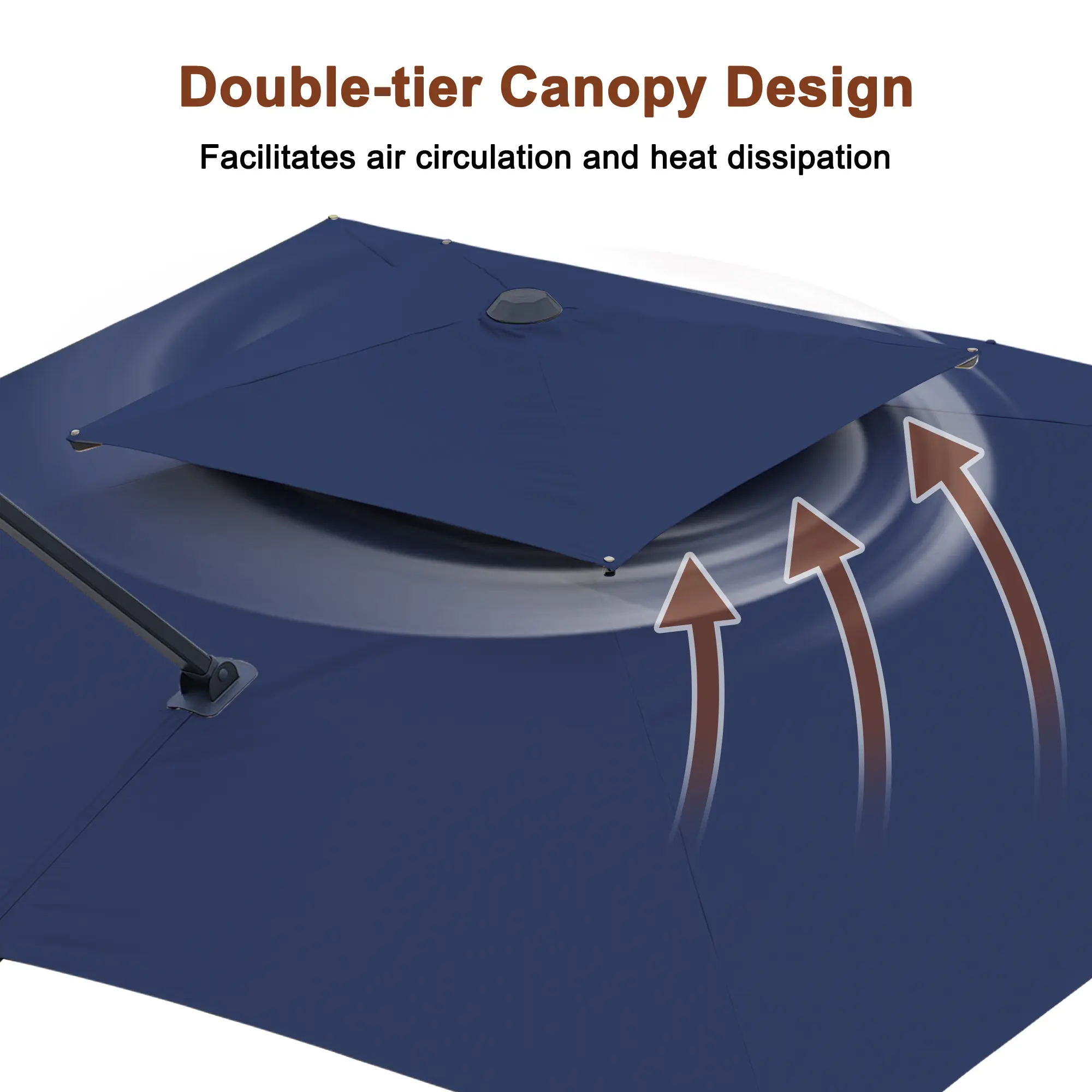 10-Ft Aluminum Patio Cantilever Umbrella with Removable Light Strips and Tilt Function