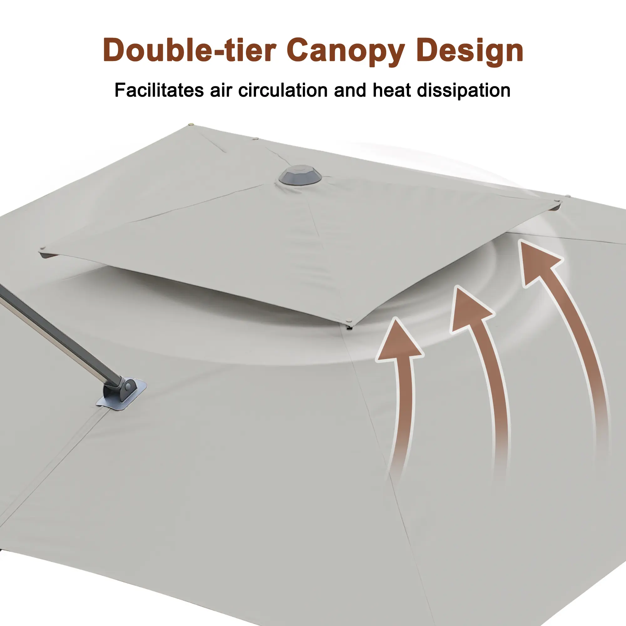 10-Ft Aluminum Patio Cantilever Umbrella with Removable Light Strips and Tilt Function