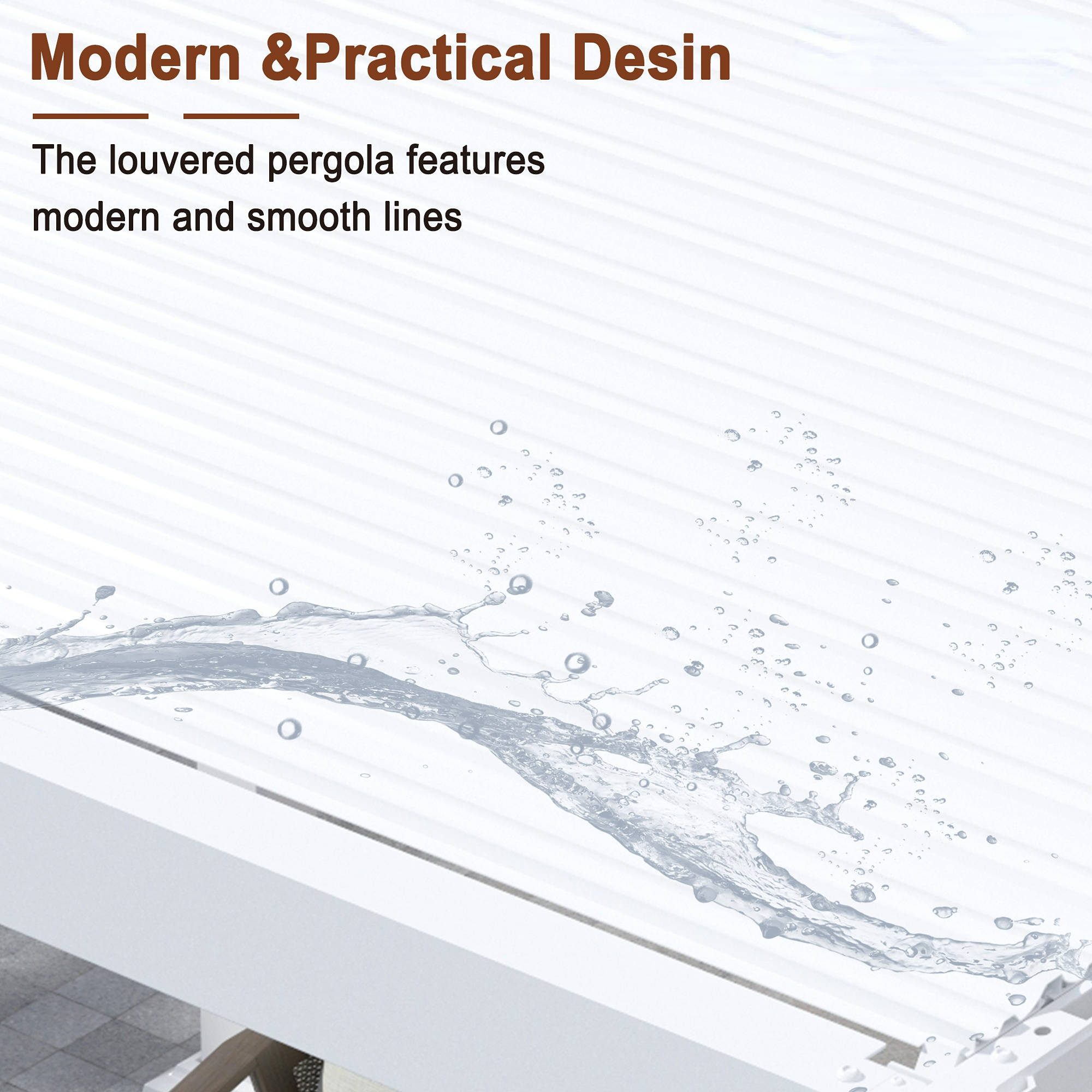 10 x 10 ft Outdoor Louvered Pergola in Aluminum with Adjustable Roof