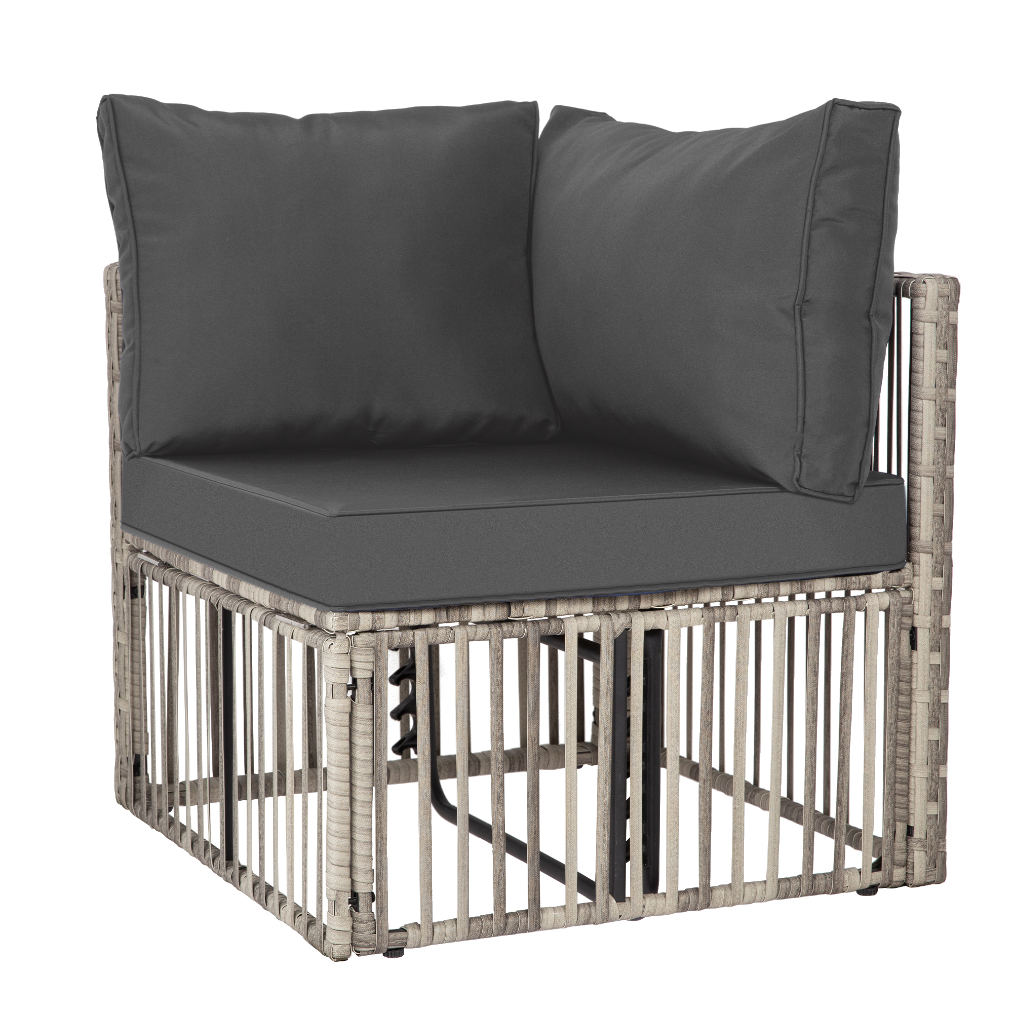 7-Piece Outdoor Patio Furniture Set – PE Rattan Sectional Sofa with Cushions & Coffee Table, All-Weather Wicker, Removable Covers，Gray/Blue/Brown