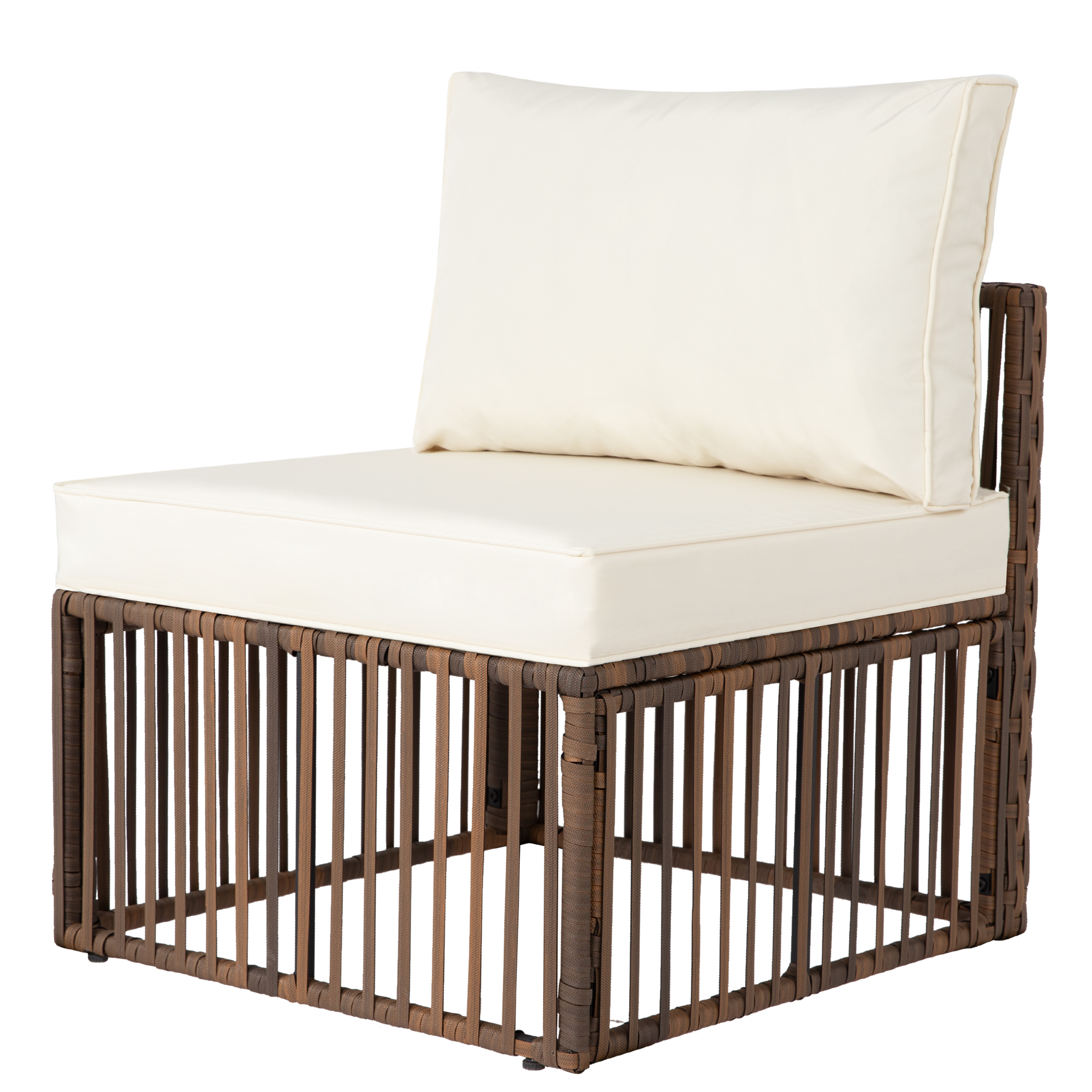 7-Piece Outdoor Patio Furniture Set – PE Rattan Sectional Sofa with Cushions & Coffee Table, All-Weather Wicker, Removable Covers，Gray/Blue/Brown